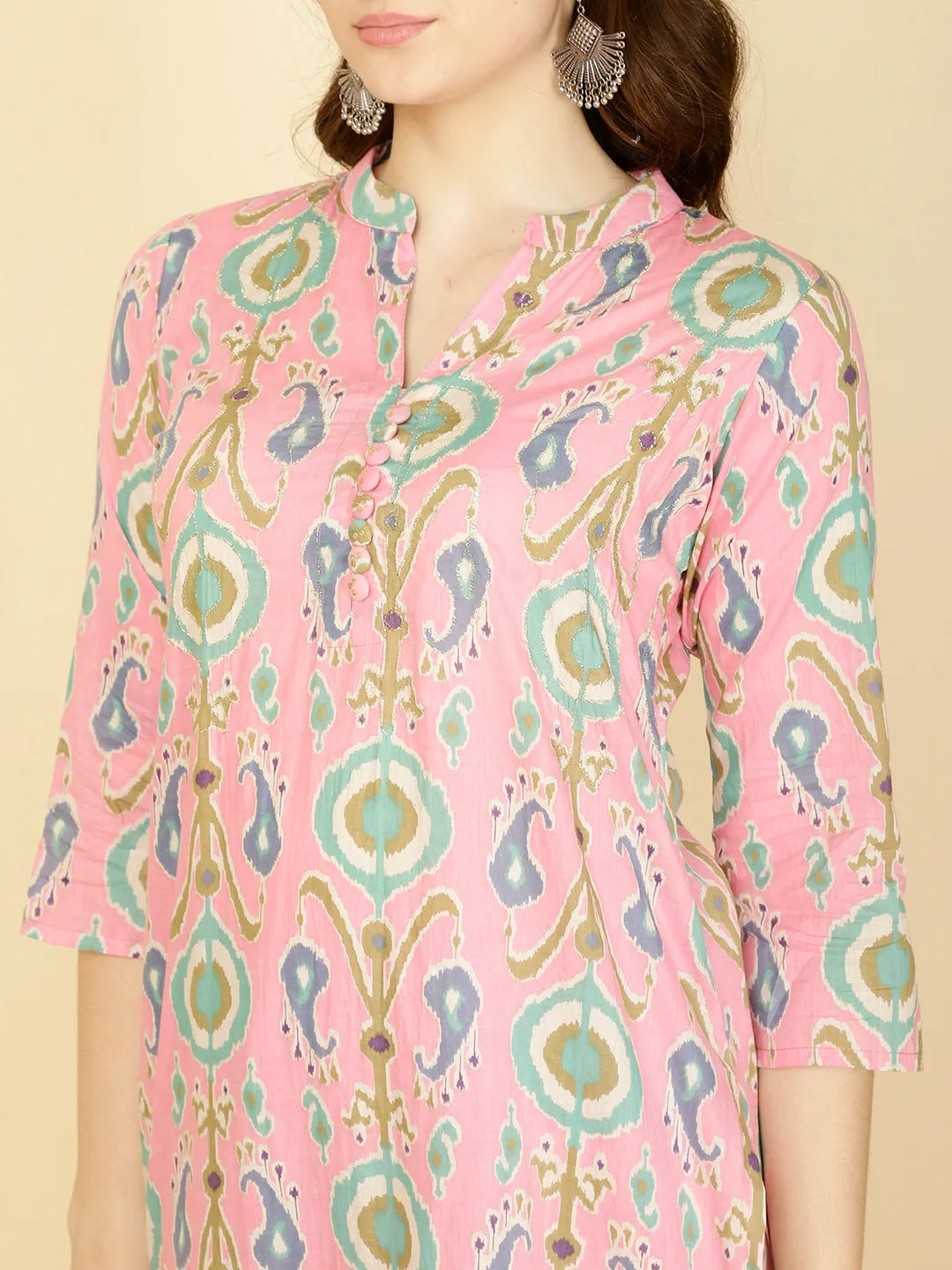 Abstract Printed Cotton Kurta With Pants