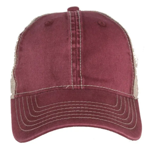 AHEAD Maroon/Tan Tea Stained Mesh Back Cap