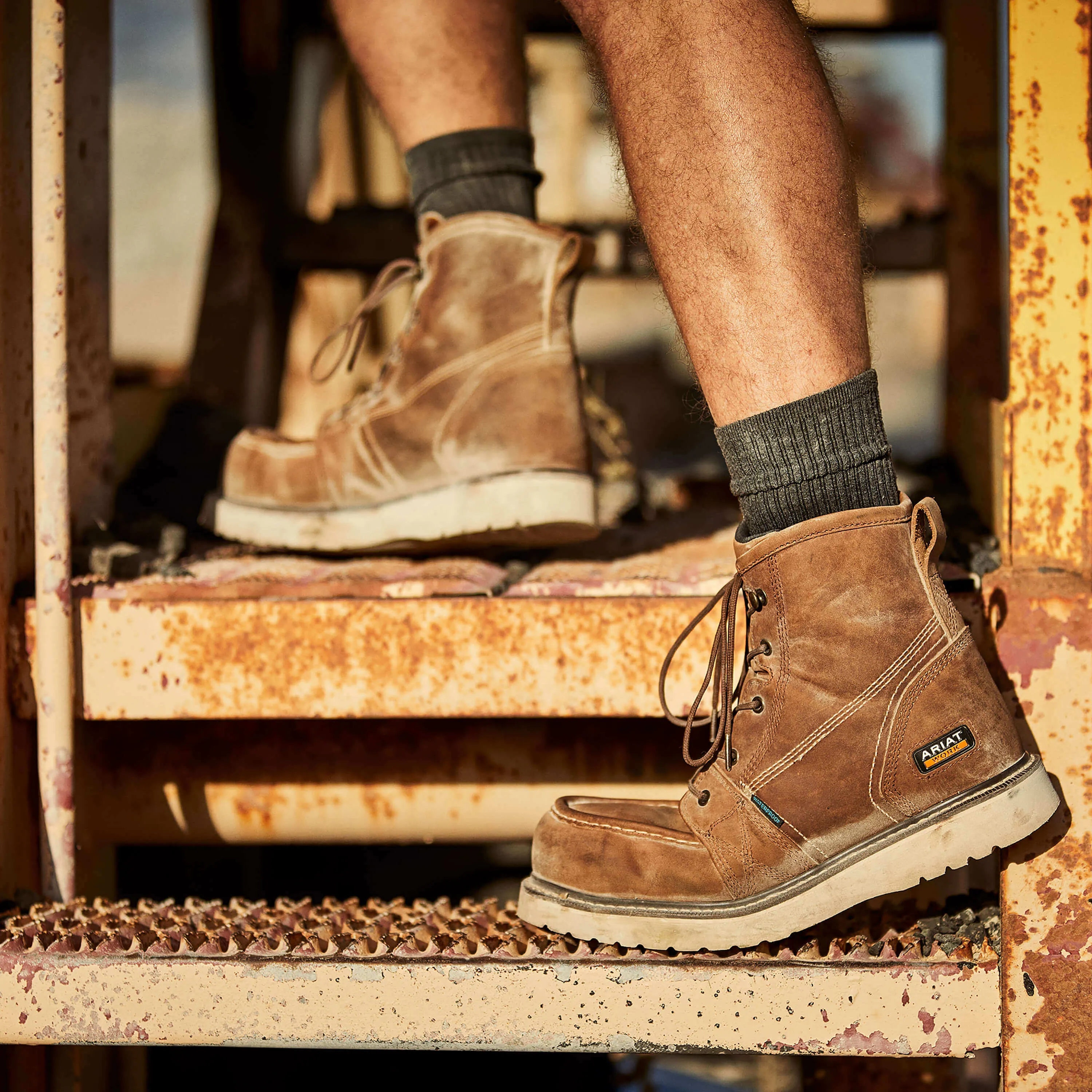 Ariat Men's Rebar Wedge 6 Comp Toe WP Work Boot - Aged Honey - 10044540