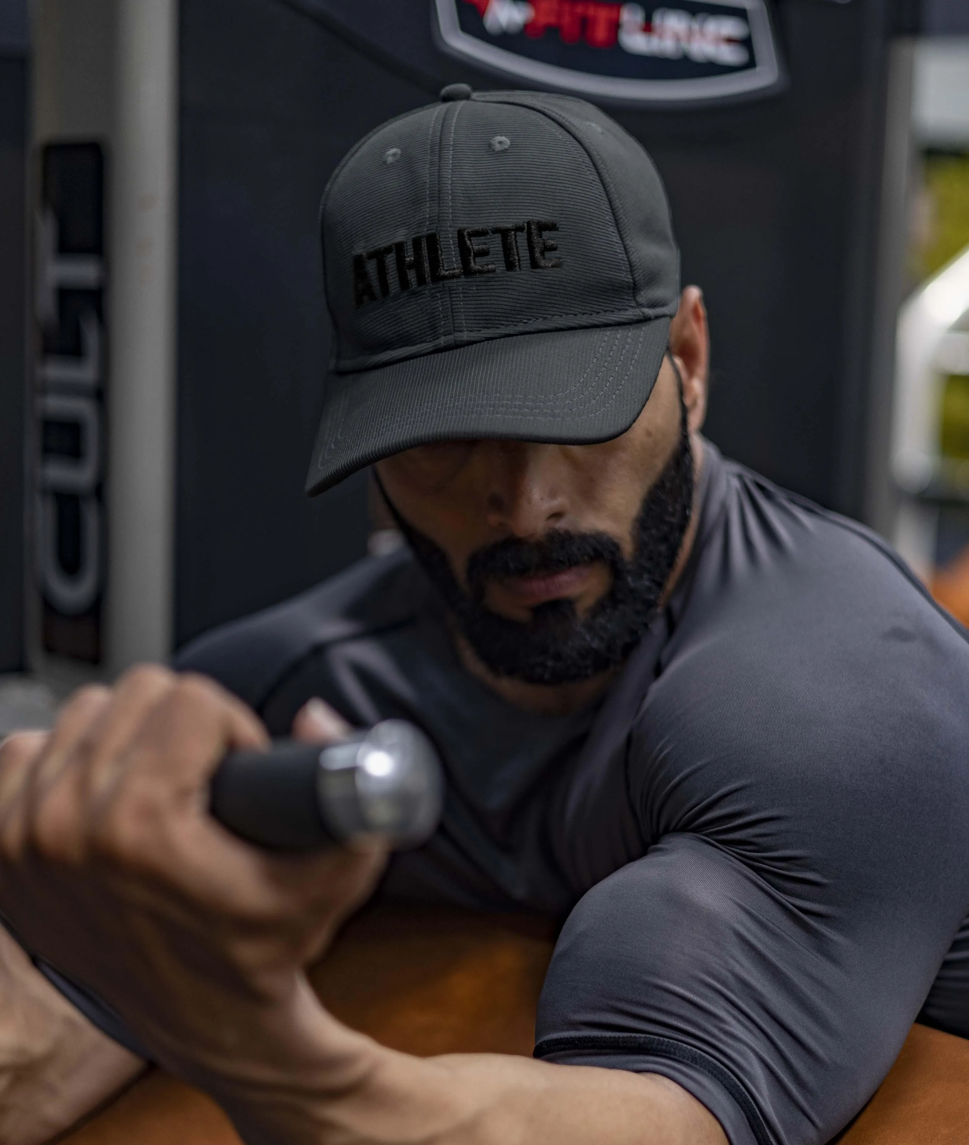 Athlete GymX Cotton Sports Head Caps: Carbon Grey (Adjustable Strap)