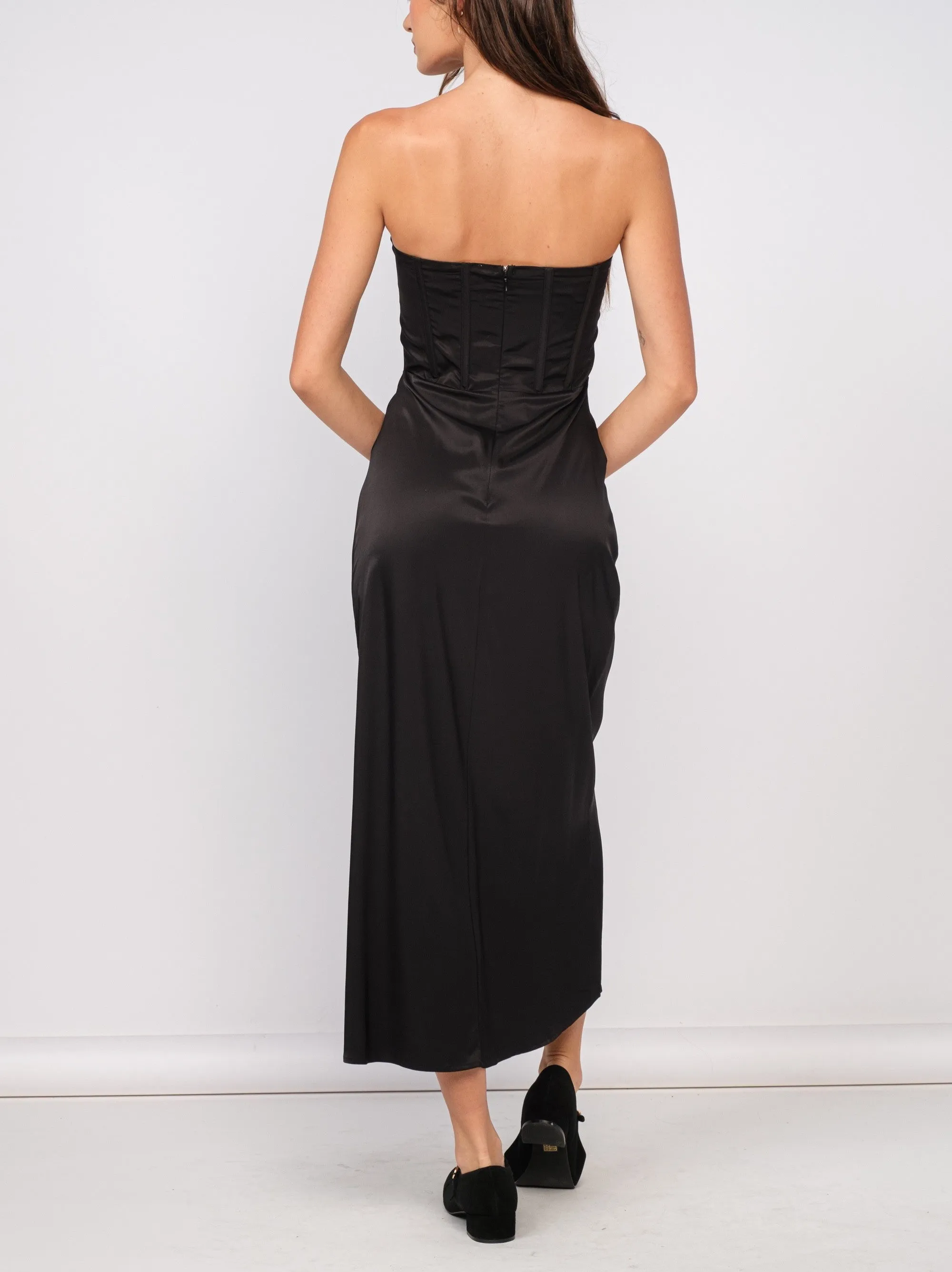 Ava Corset Satin Maxi Dress