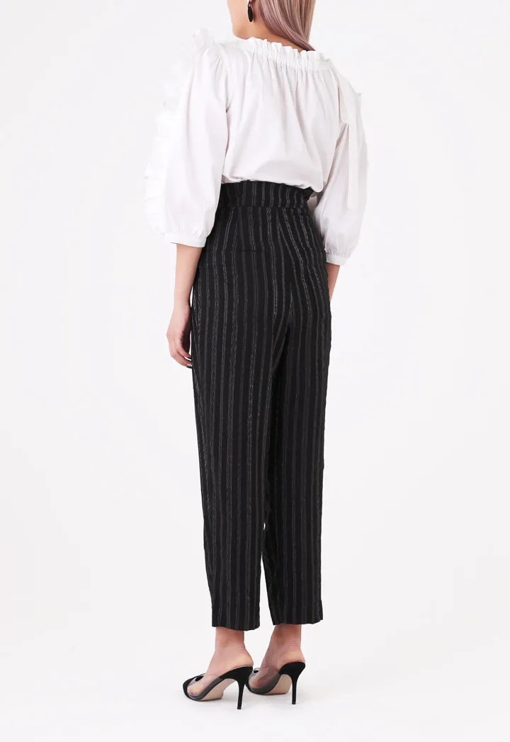 Black Stripes Aperbag Waist Trouser