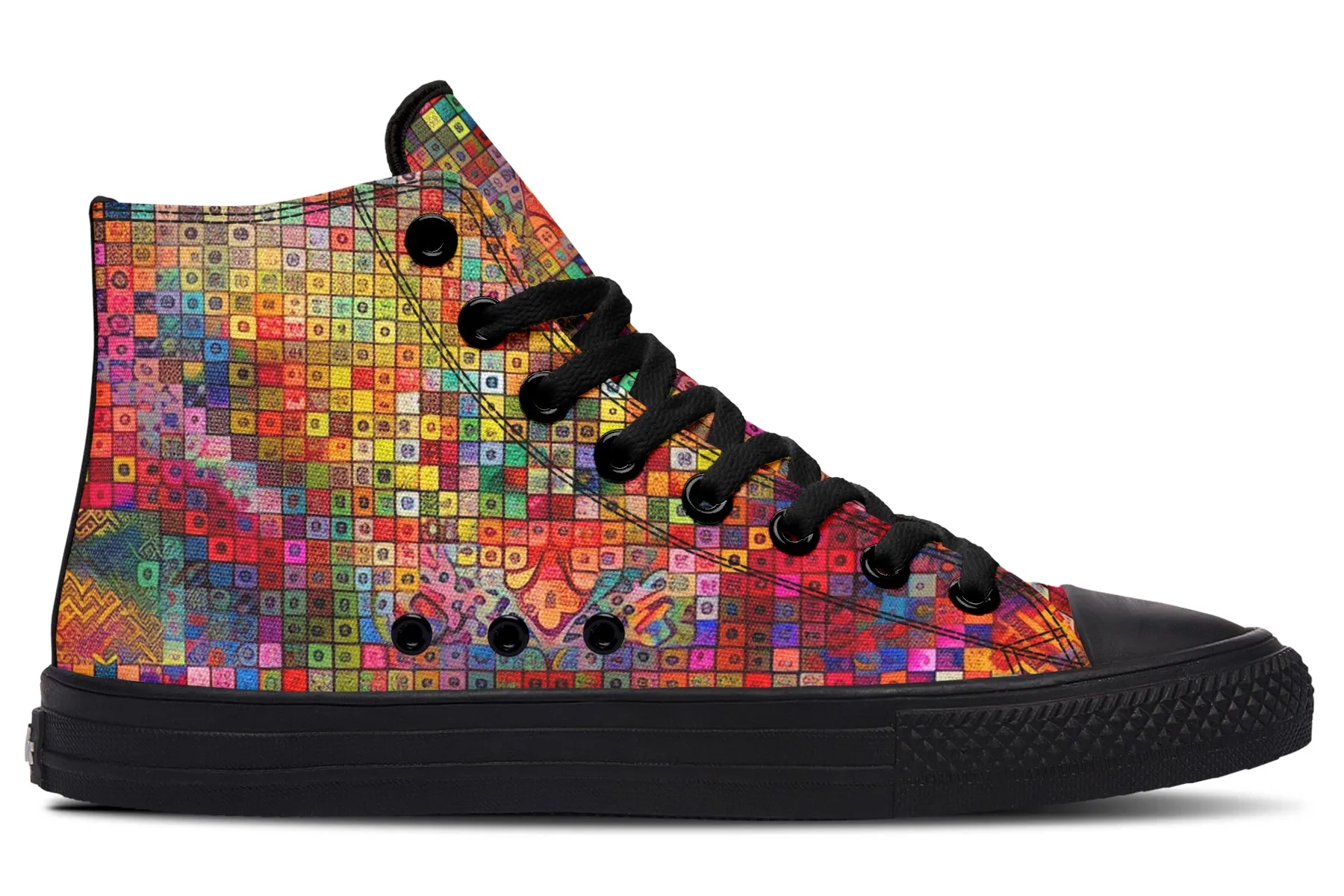 Blottered Grid High Top Shoes