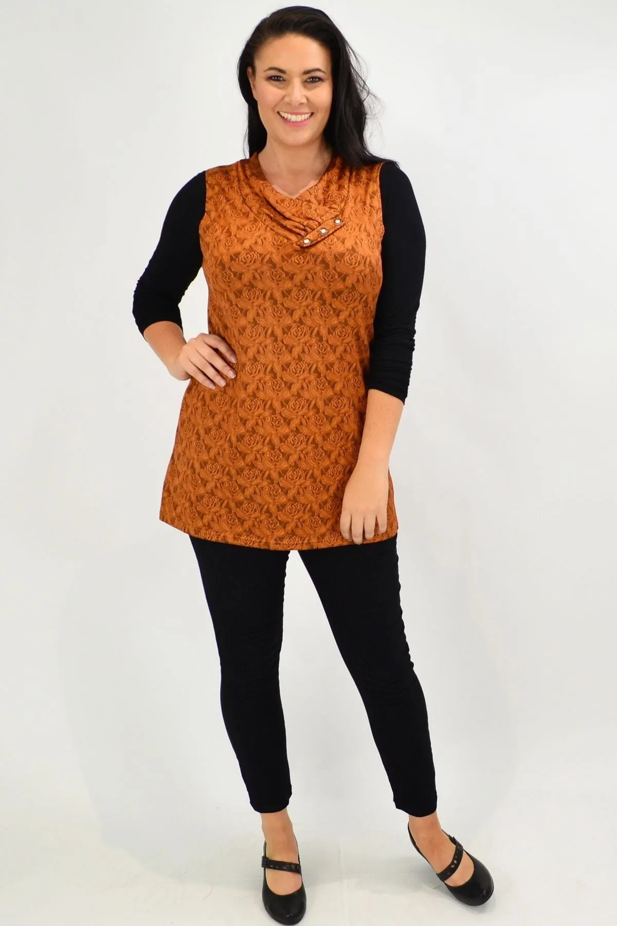 Caramel Rose Sleeveless Tunic Top