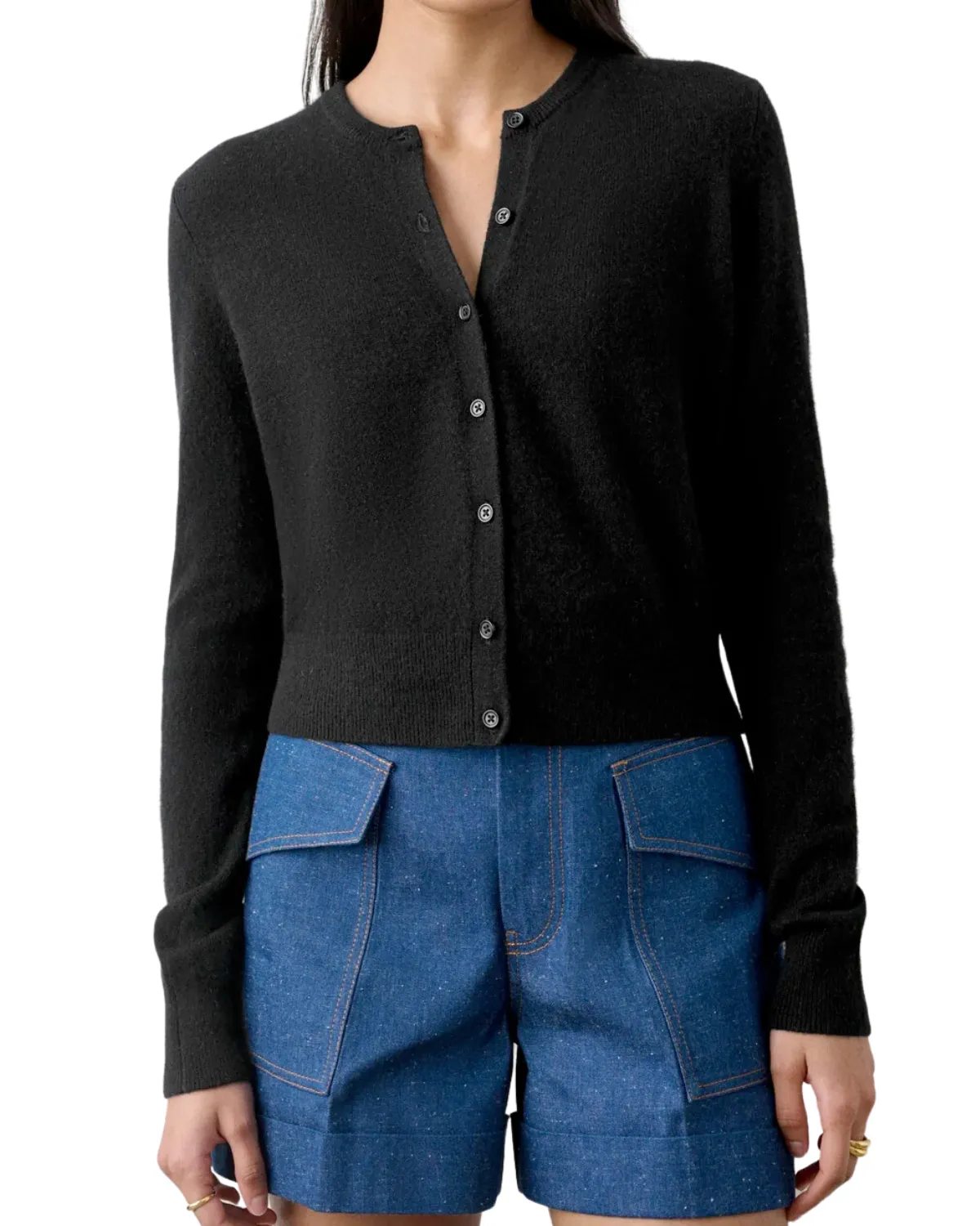 Cashmere Essential Cardigan (Black)