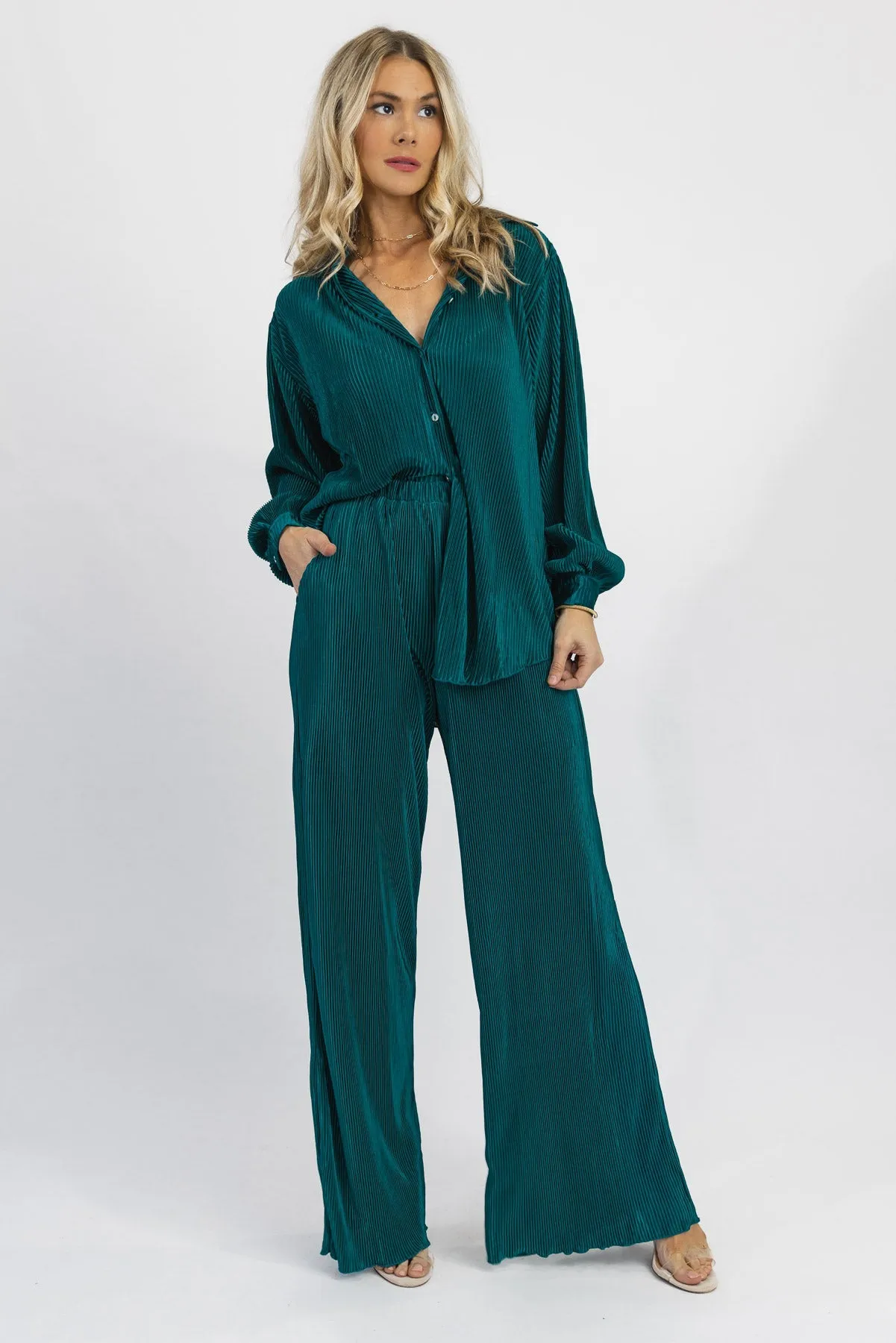 Catch Feelings Teal Plisse Set - Final Sale