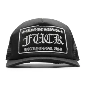 Chrome Hearts Fuck Hollywood Black Trucker Cap