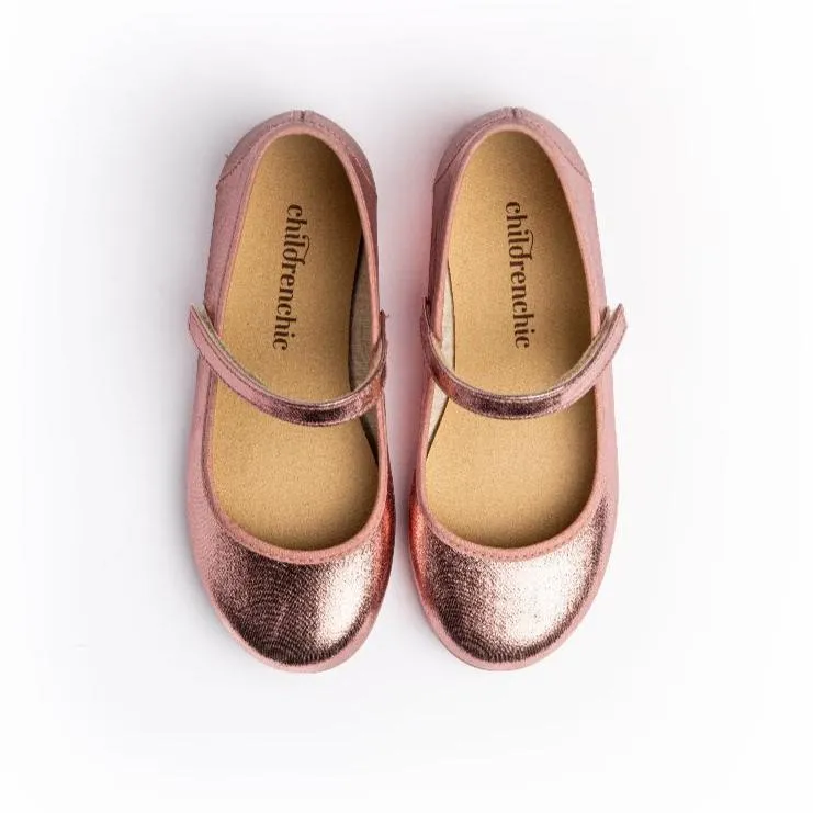 Classic Shimmer Mary Janes in Pink