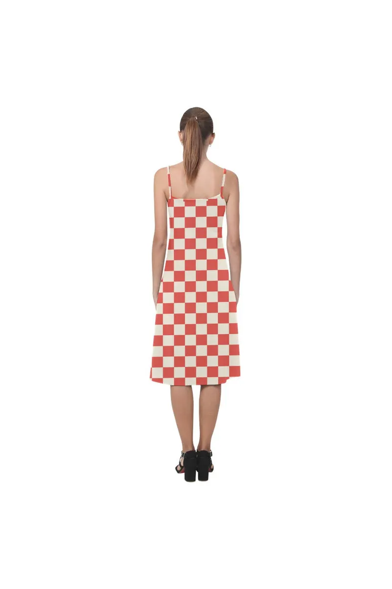 Coral Orange Checker Alcestis Slip Dress (Model D05)