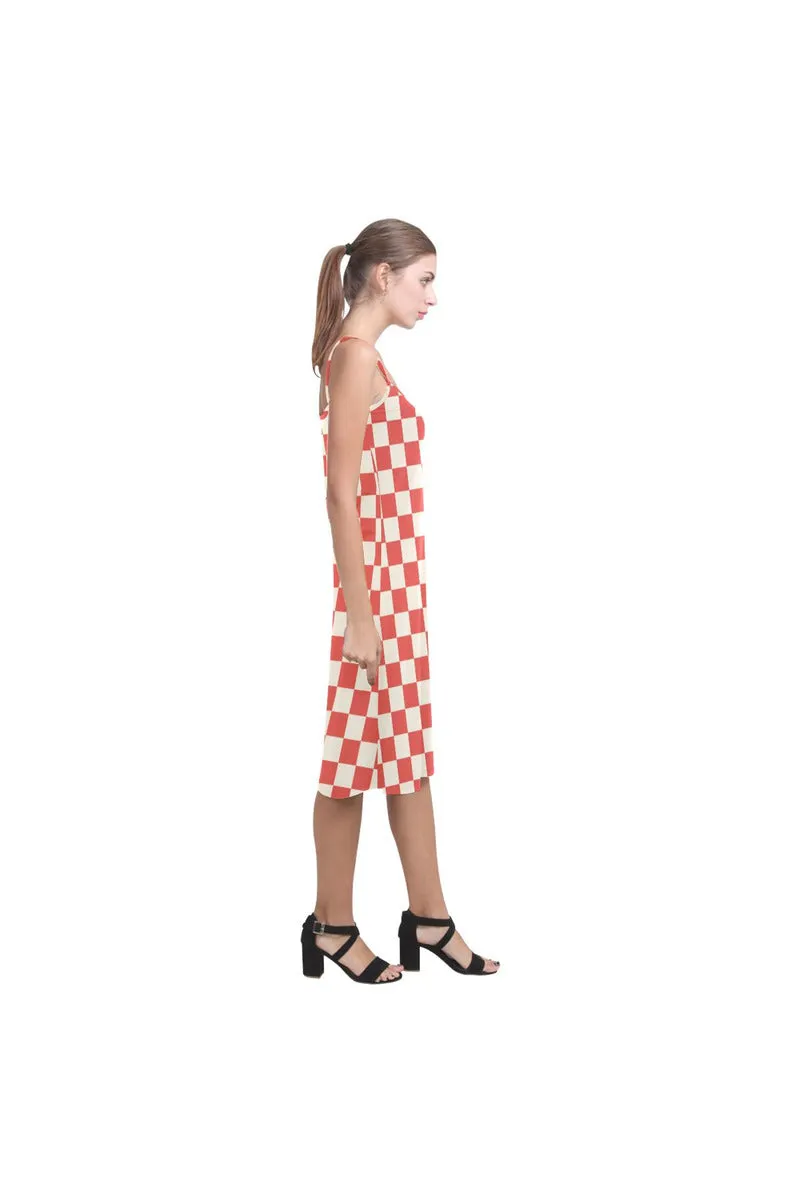 Coral Orange Checker Alcestis Slip Dress (Model D05)