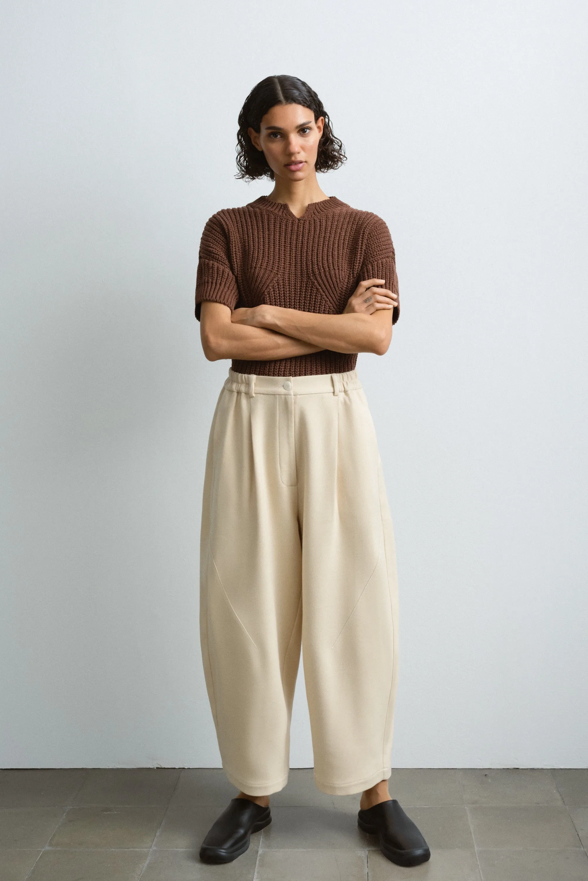 Cordera - Cotton and Wool Baggy Pants Alabaster