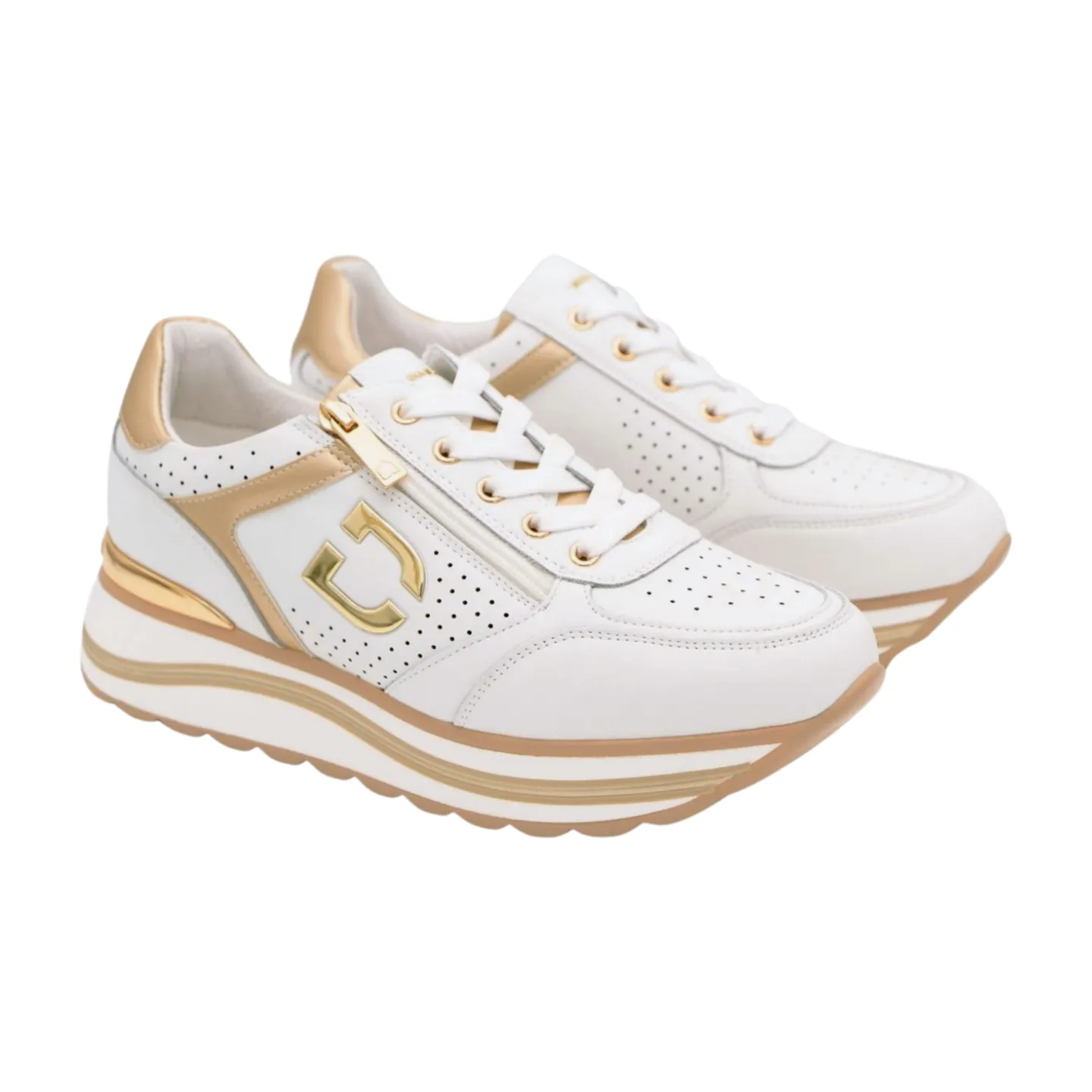 DONNA SERENA White Platform Trainer