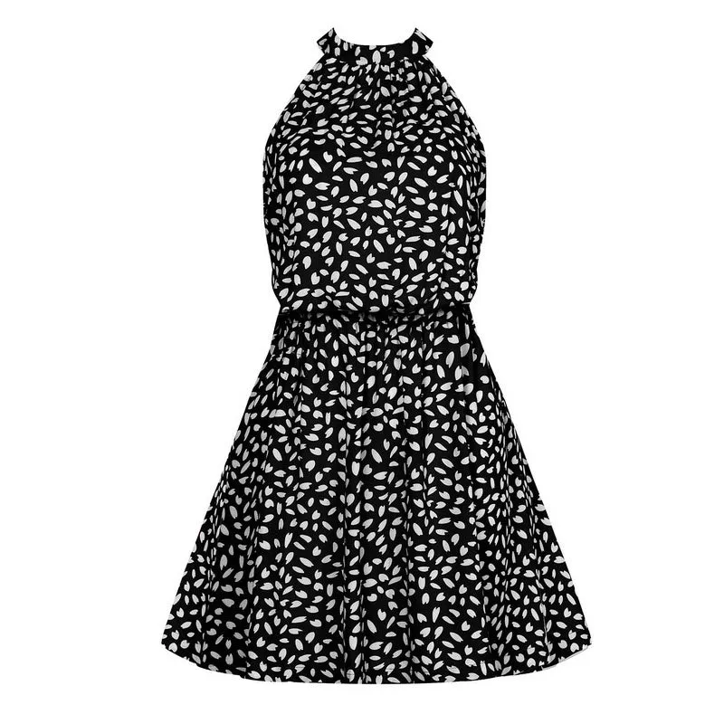 Dot Print Sleeveless Mini Dress