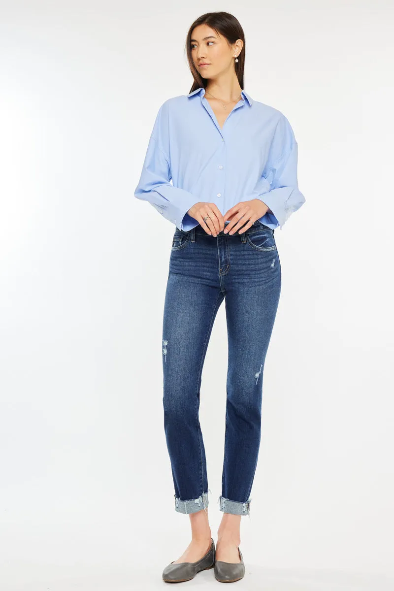 Emely Mid Rise Slim Straight Leg Jeans