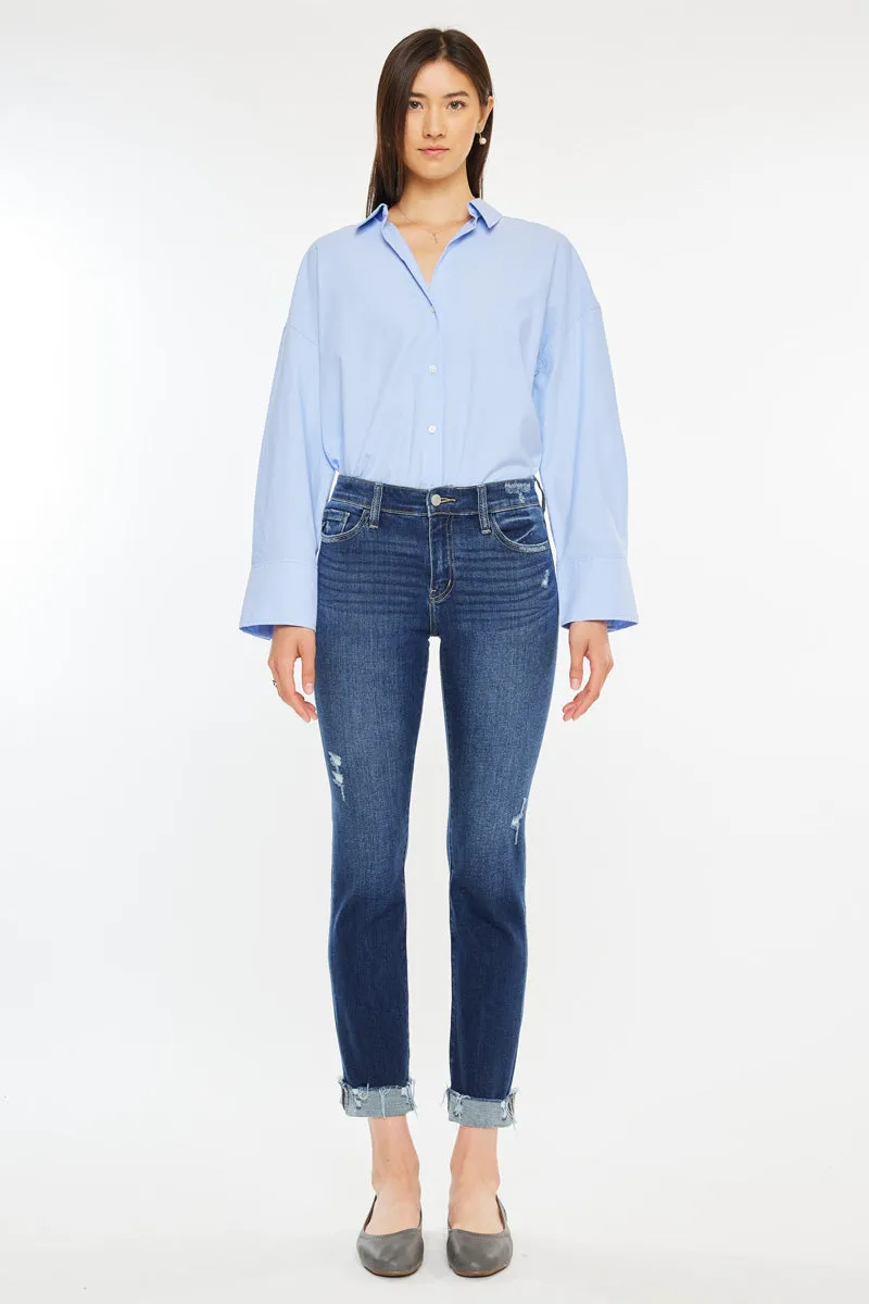 Emely Mid Rise Slim Straight Leg Jeans