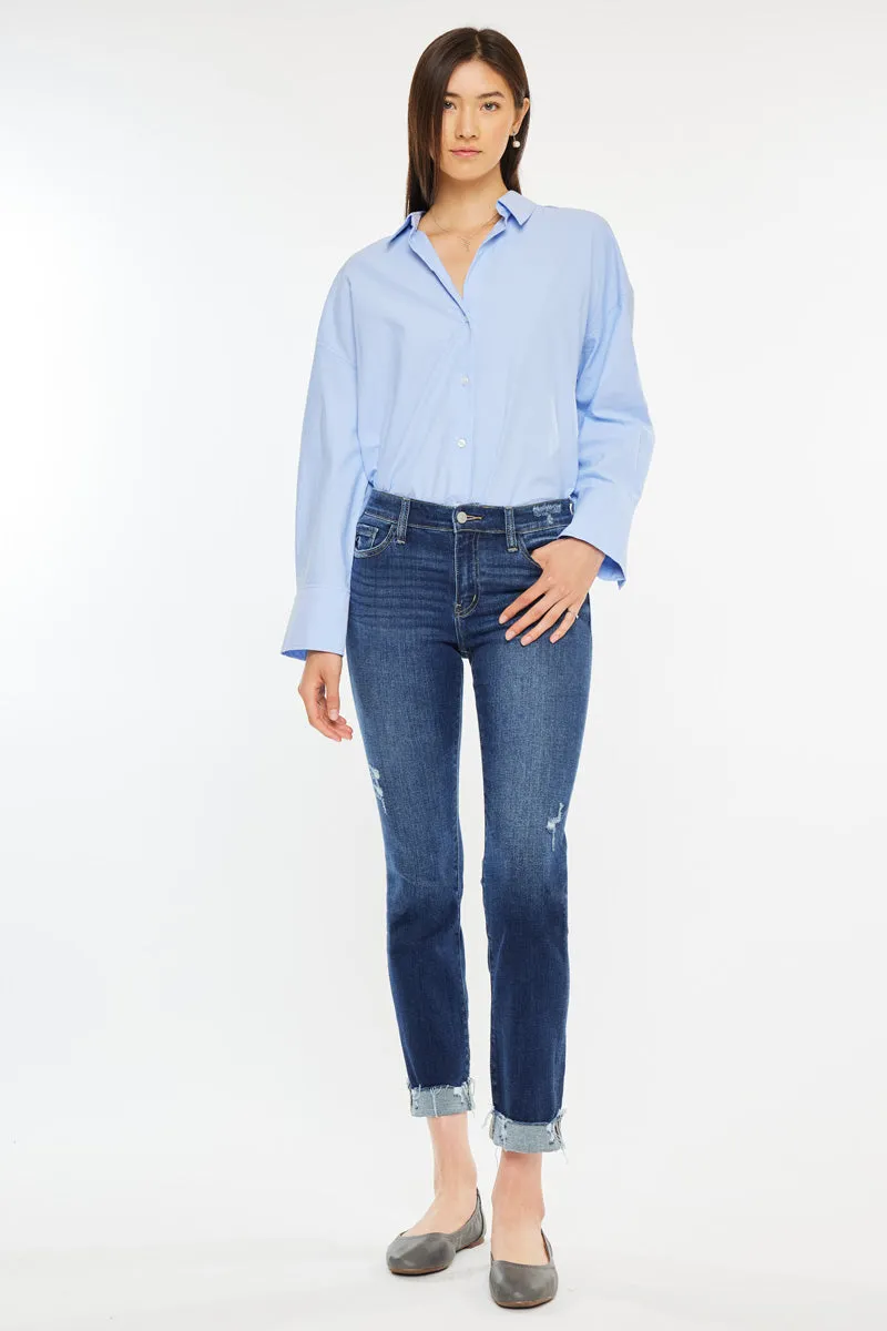 Emely Mid Rise Slim Straight Leg Jeans