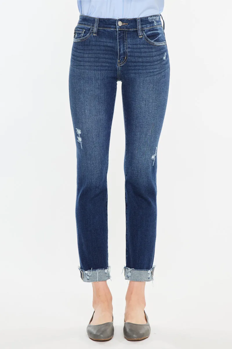 Emely Mid Rise Slim Straight Leg Jeans