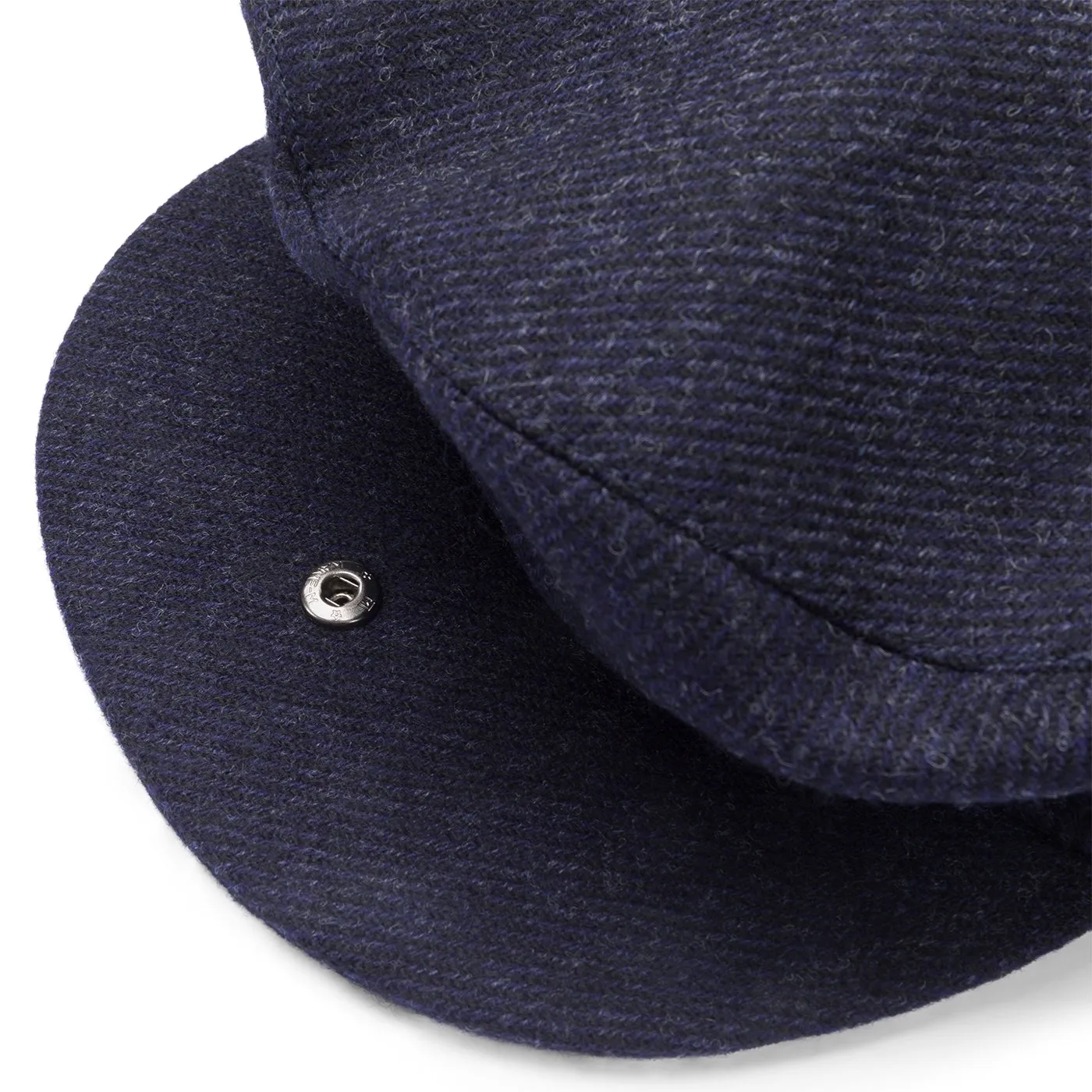 Fox Tweed Char-Navy Twill Snap Brim Flat Cap