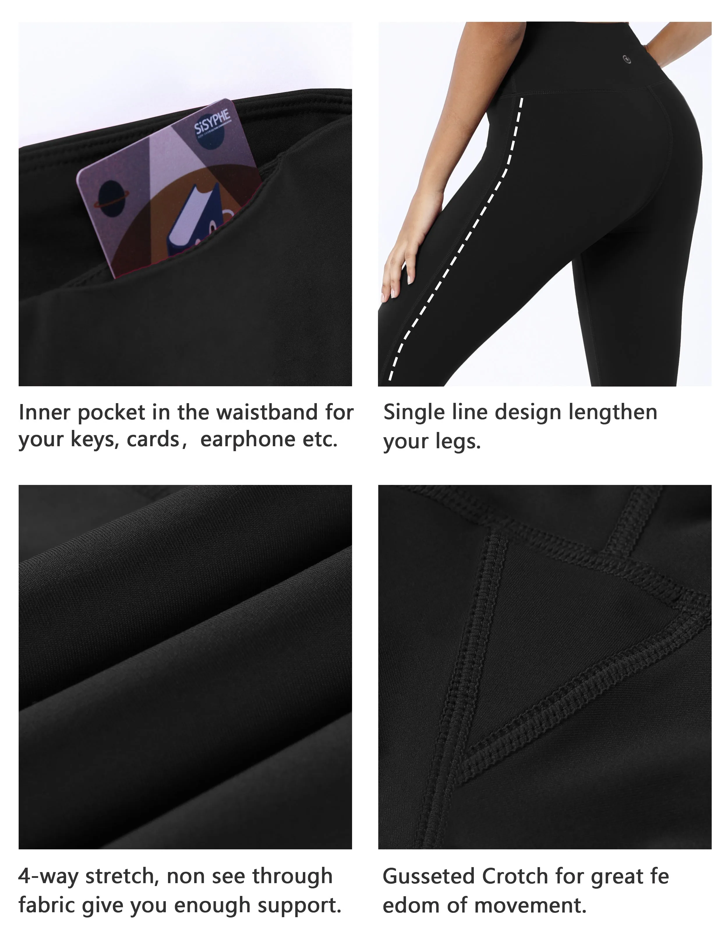 High Waist Side Line Yoga Pants black