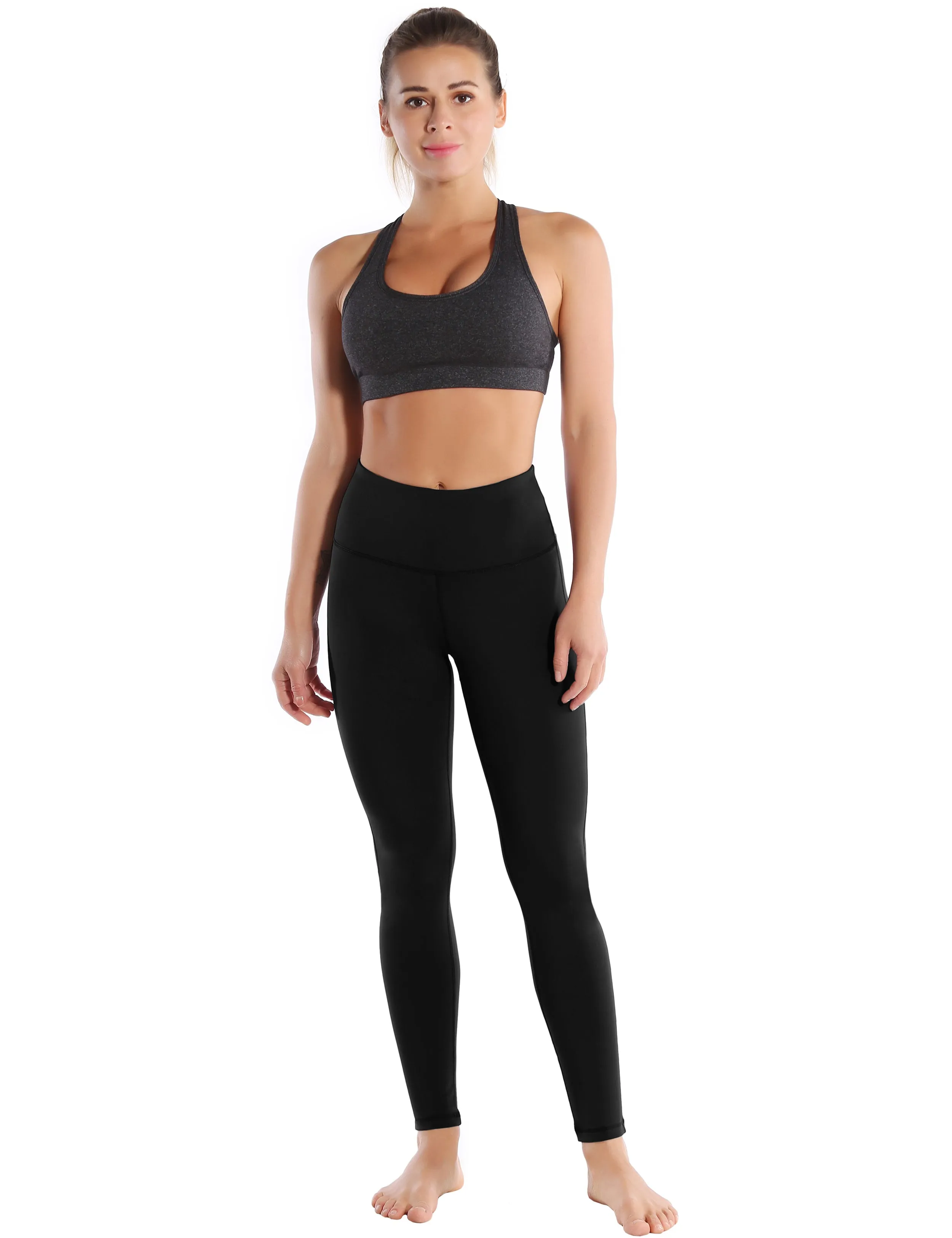 High Waist Side Line Yoga Pants black