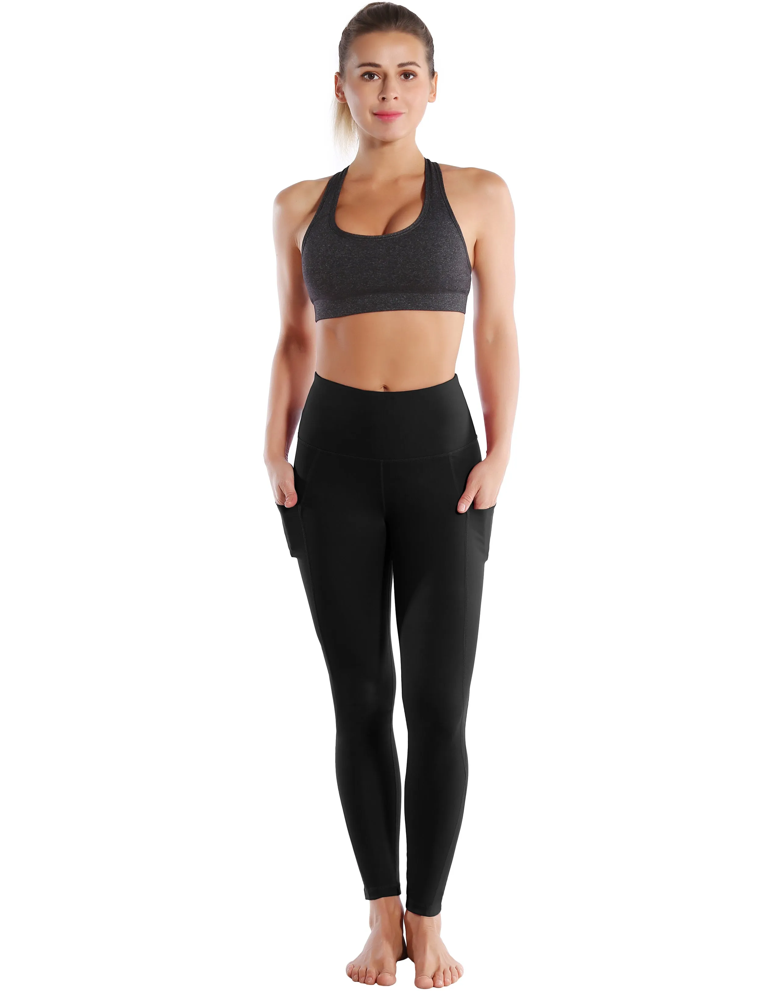 High Waist Side Pockets Yoga Pants jetblack