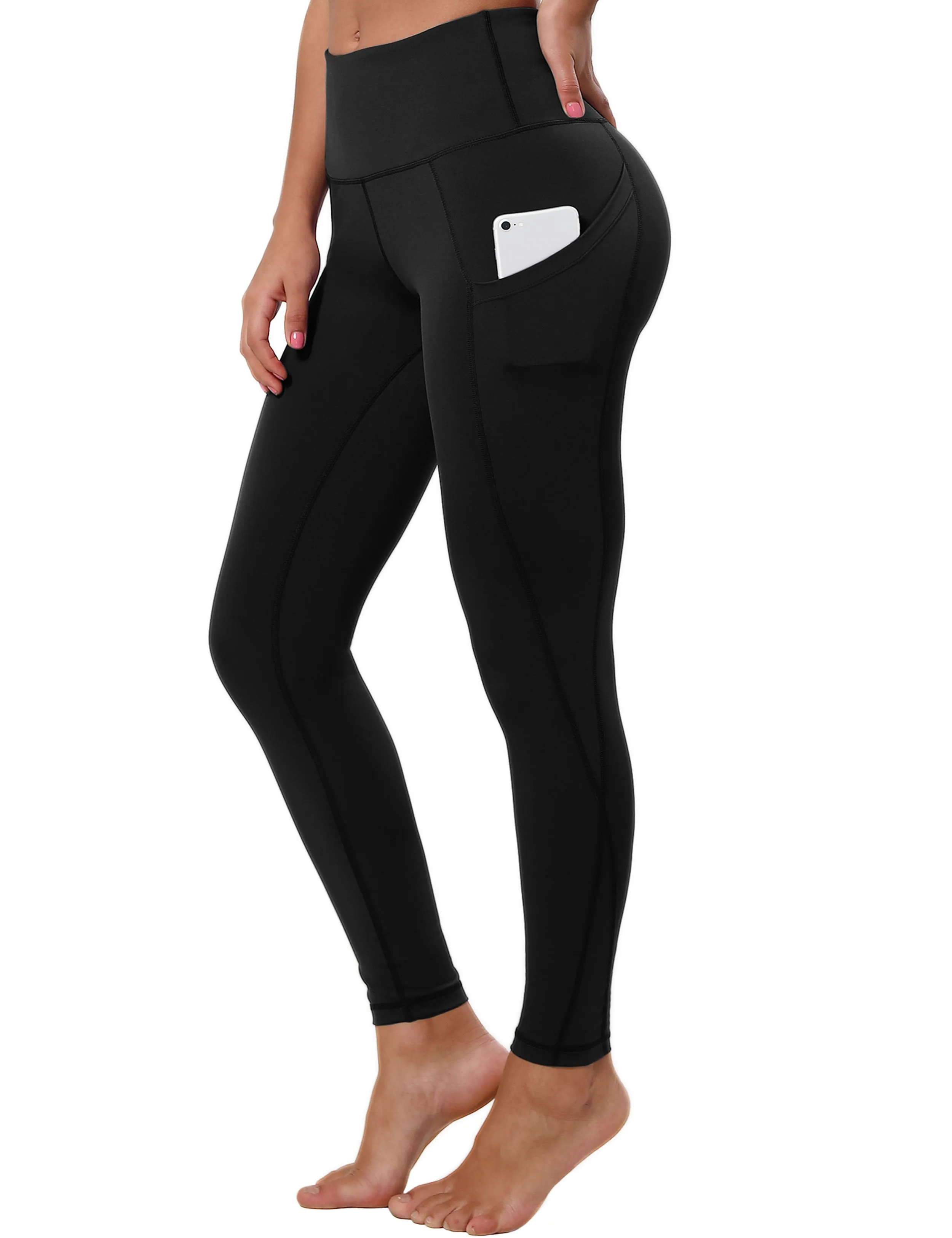 High Waist Side Pockets Yoga Pants jetblack