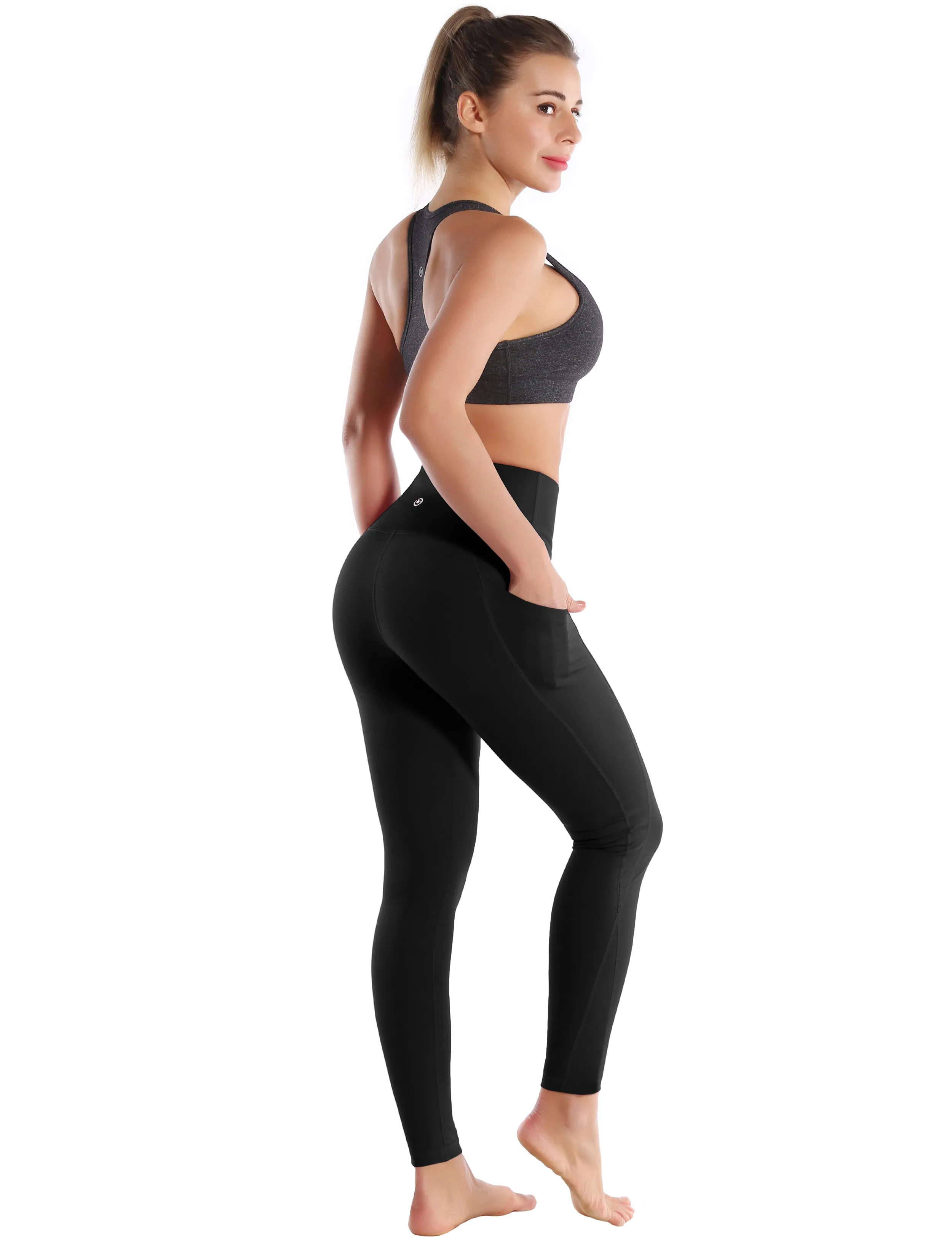 High Waist Side Pockets Yoga Pants jetblack