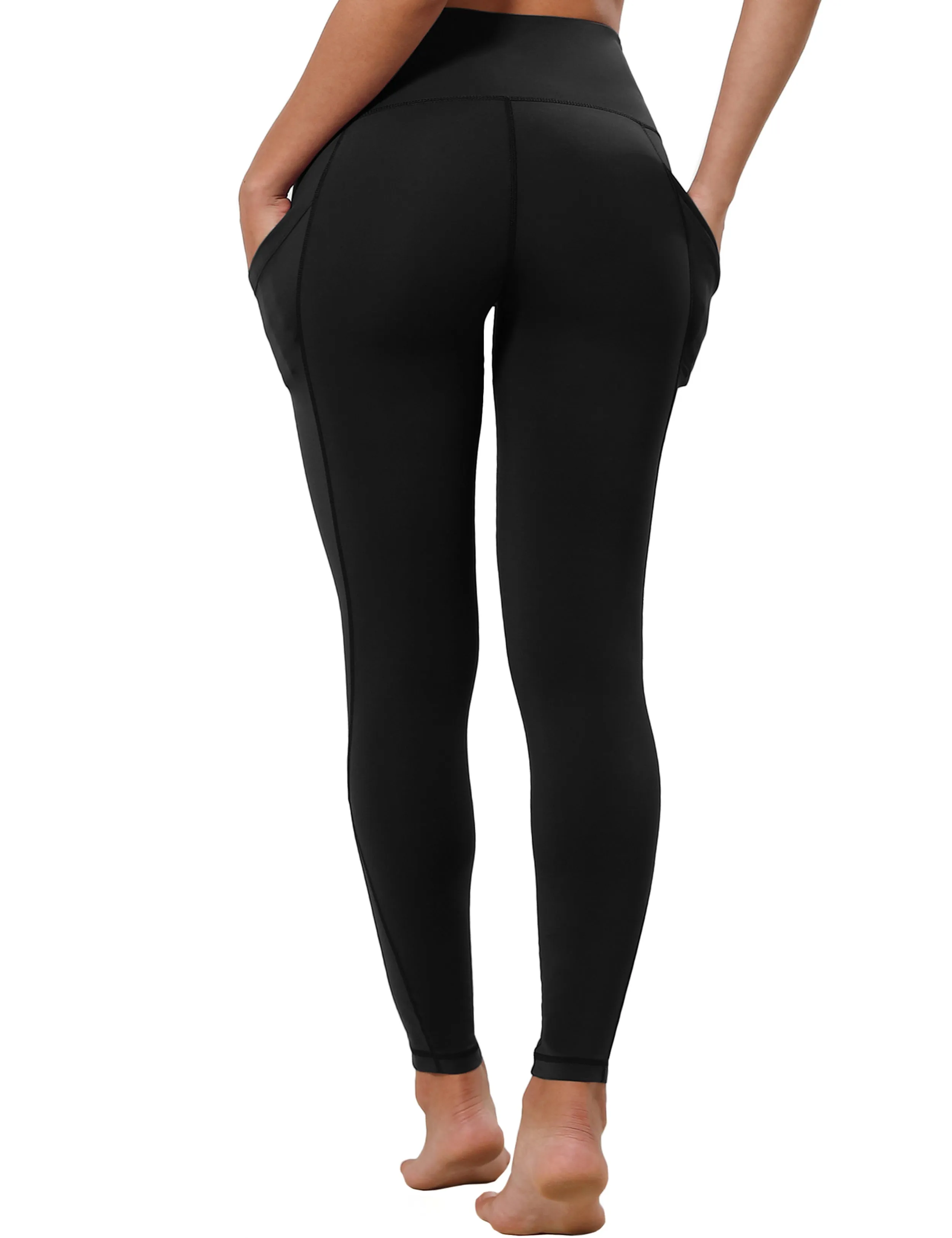 High Waist Side Pockets Yoga Pants jetblack