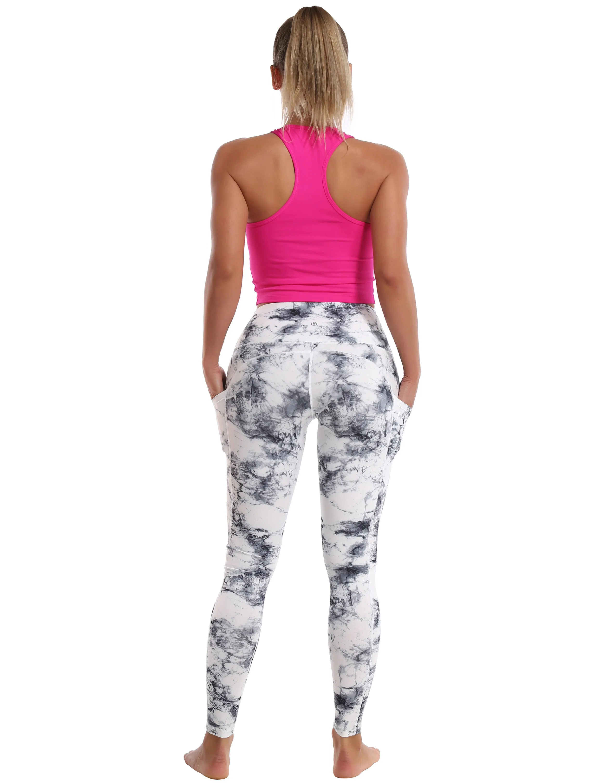 Hip Line Side Pockets Yoga Pants arabescato