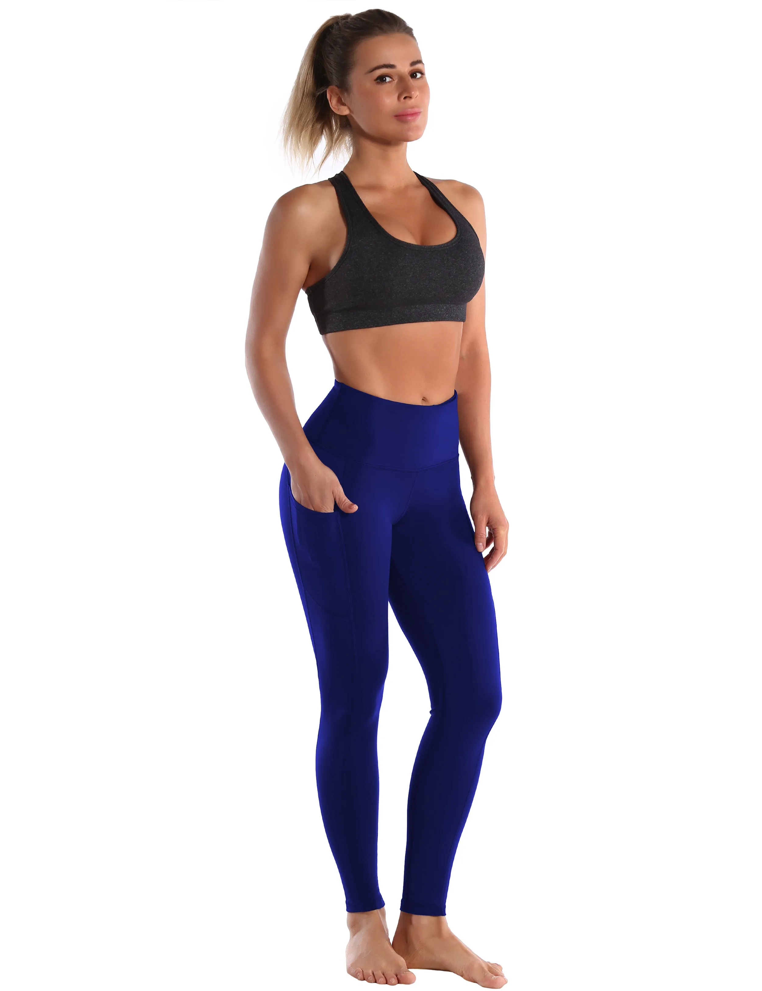 Hip Line Side Pockets Yoga Pants navy