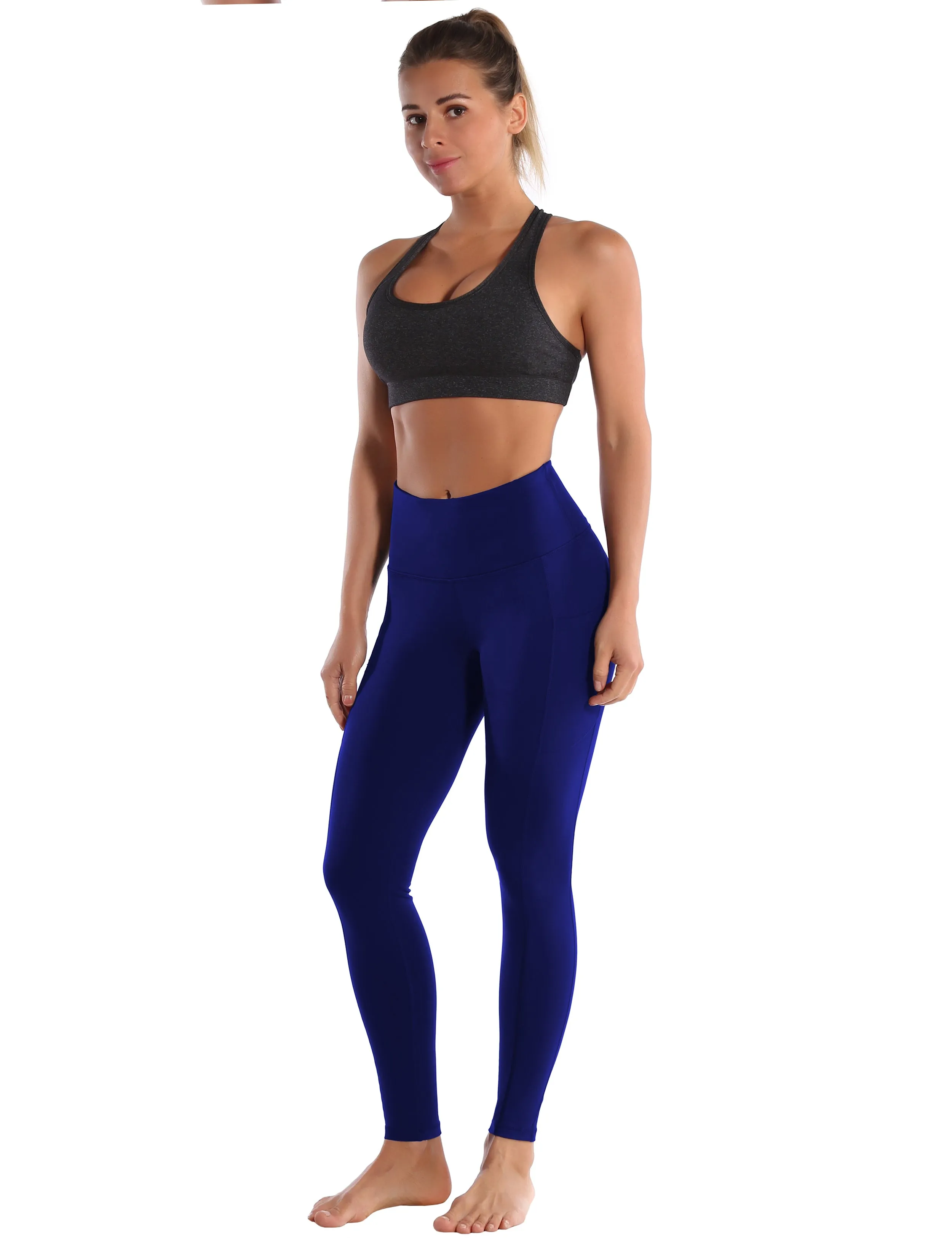 Hip Line Side Pockets Yoga Pants navy