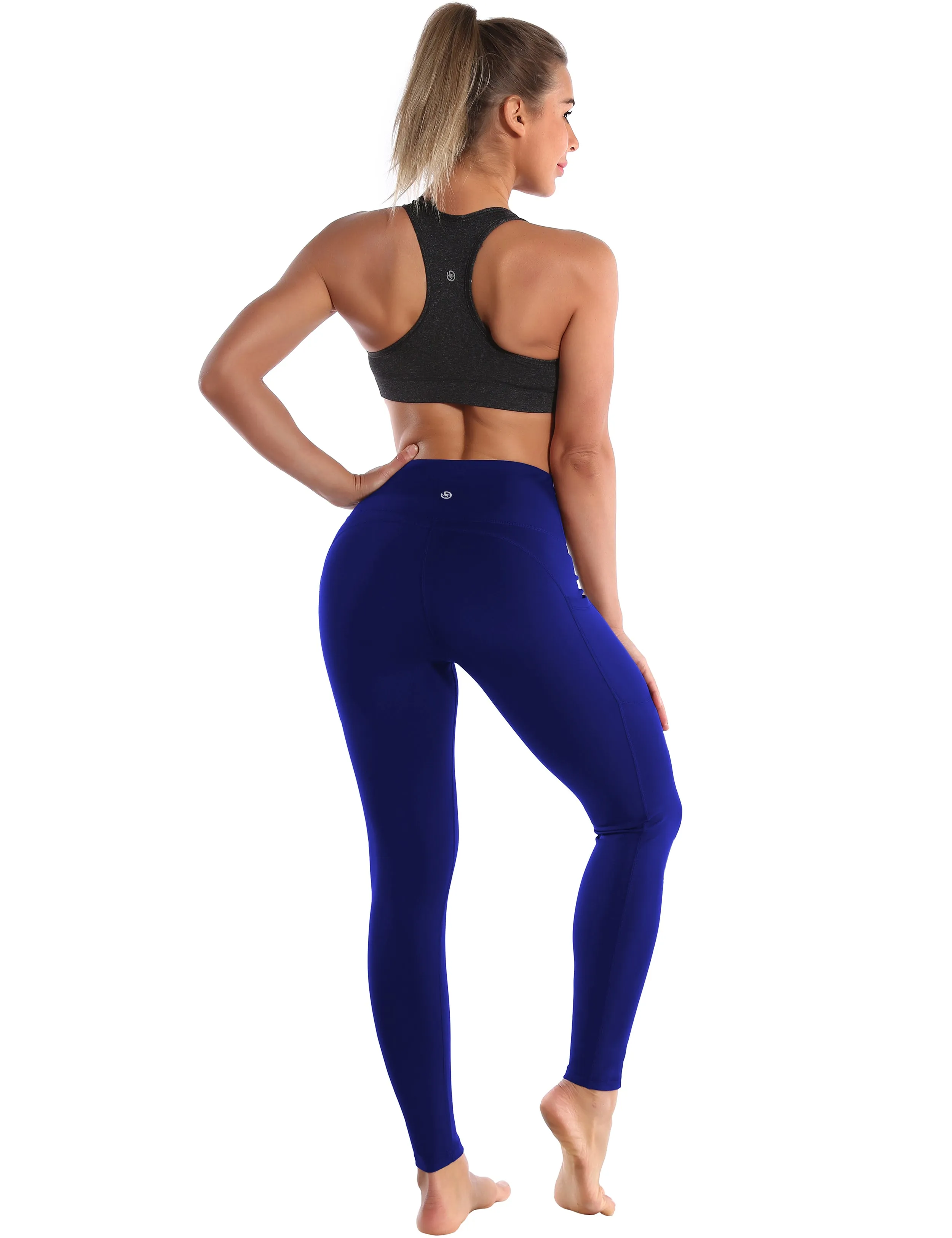 Hip Line Side Pockets Yoga Pants navy