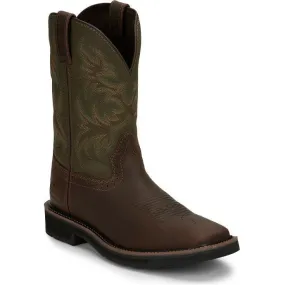 Justin Men's Driller 11 Square Toe Western Work Boot -Brown- SE4687