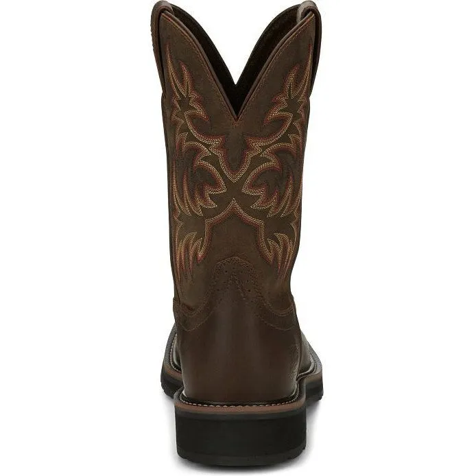 Justin Men's Driller 11" Square Toe Western Work Boot -Brown- SE4683