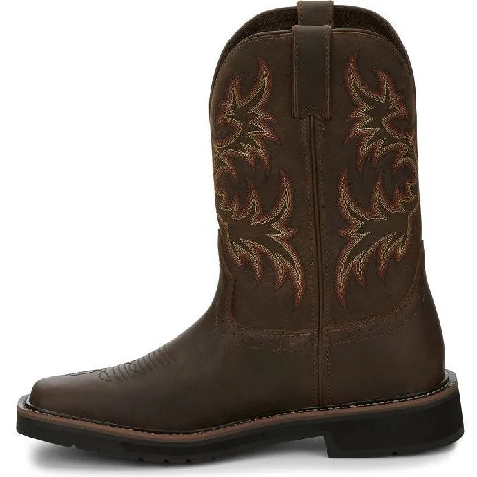 Justin Men's Driller 11" Square Toe Western Work Boot -Brown- SE4683