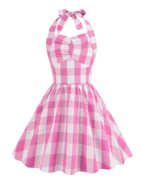 Kids Party 1950s Plaid Halter Swing Girl's Dress