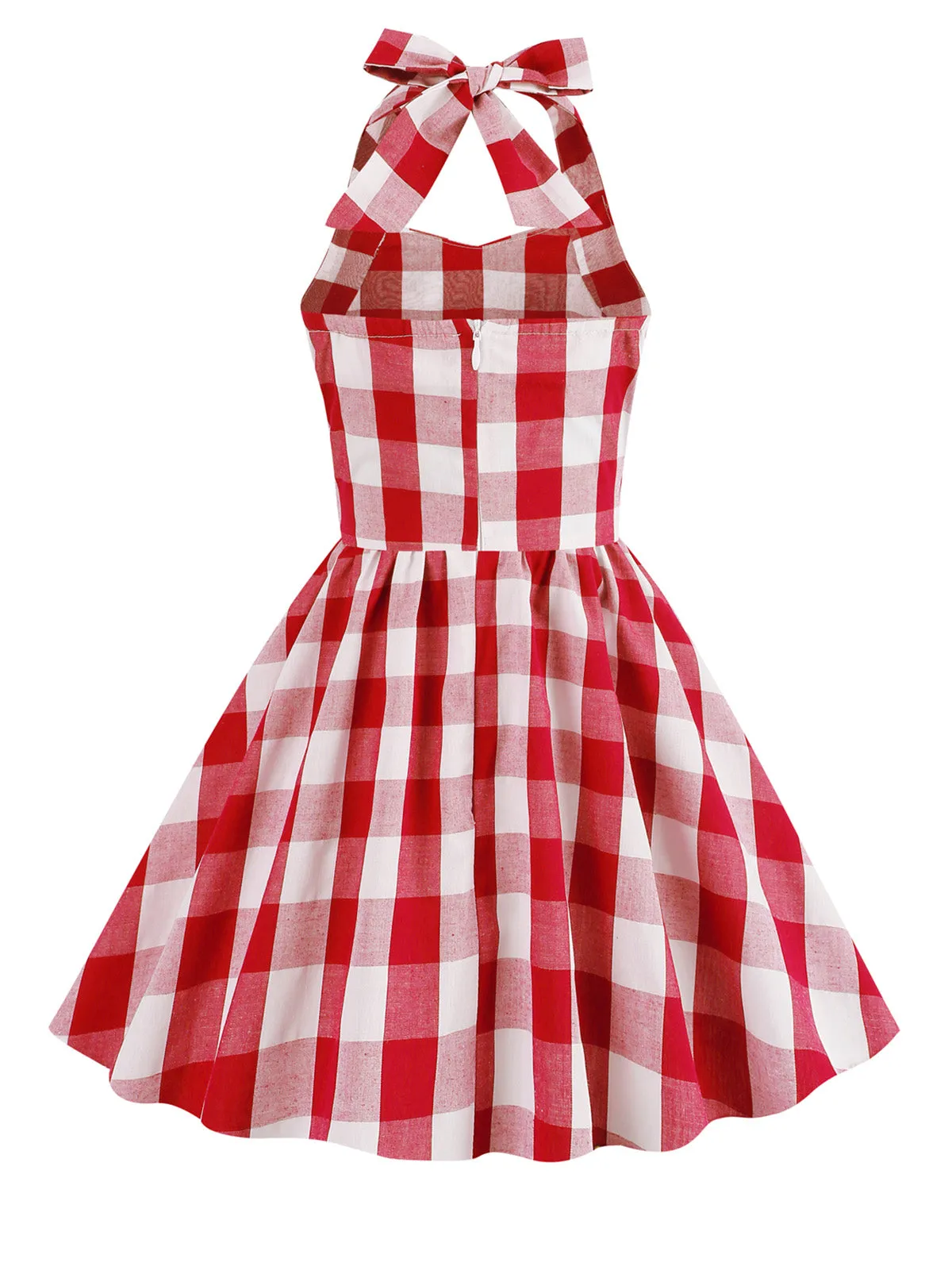 Kids Party 1950s Plaid Halter Swing Girl's Dress