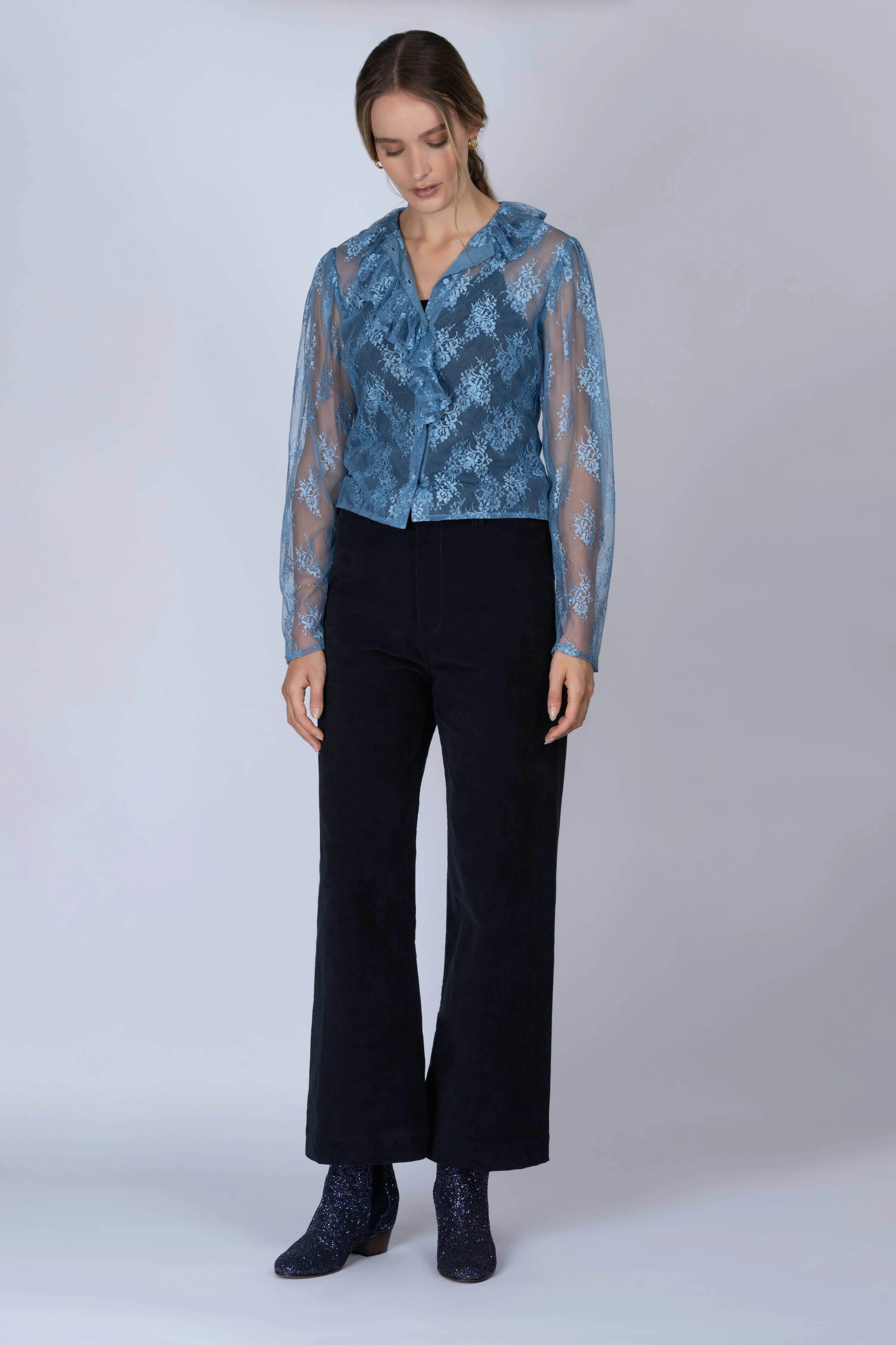 Lace Pierrot Blue Shirt