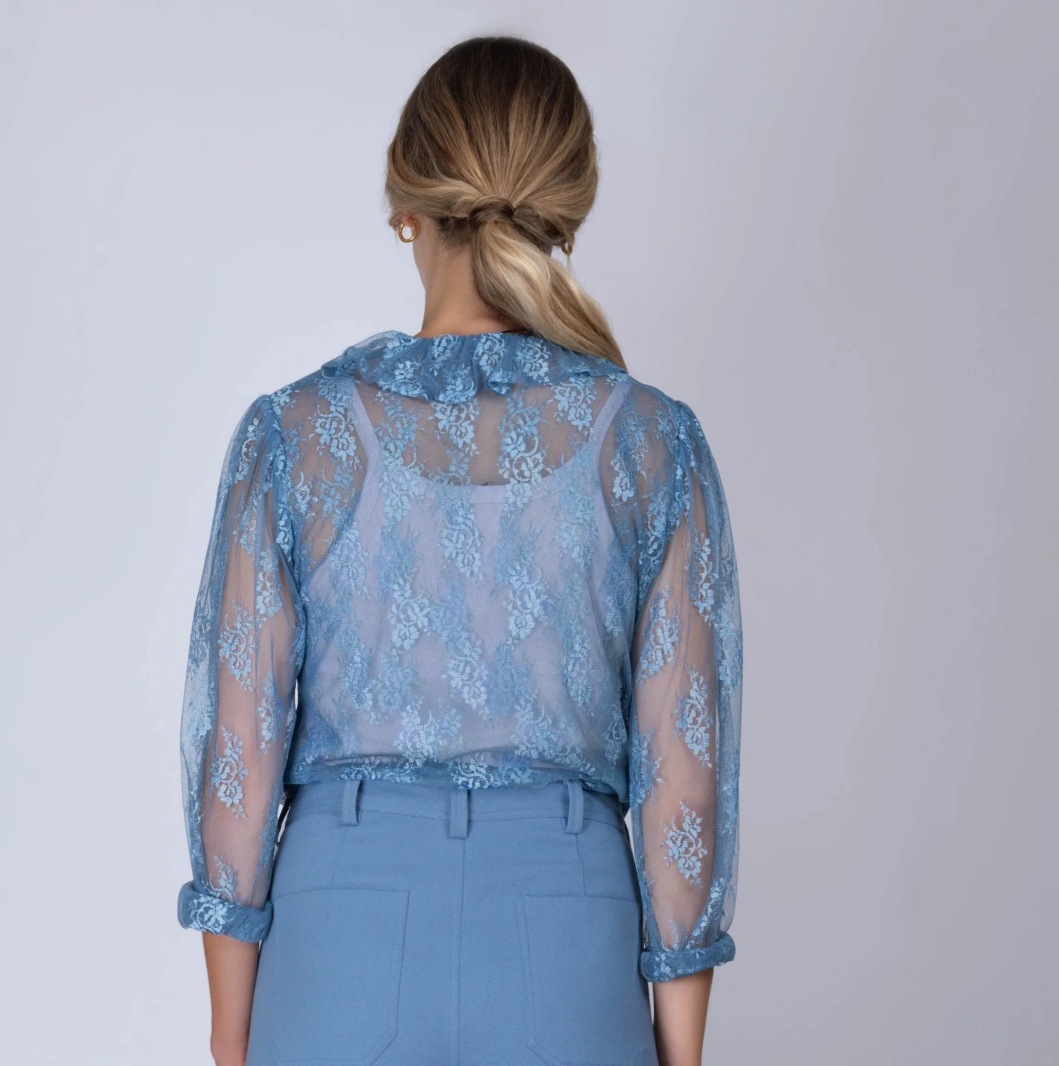 Lace Pierrot Blue Shirt