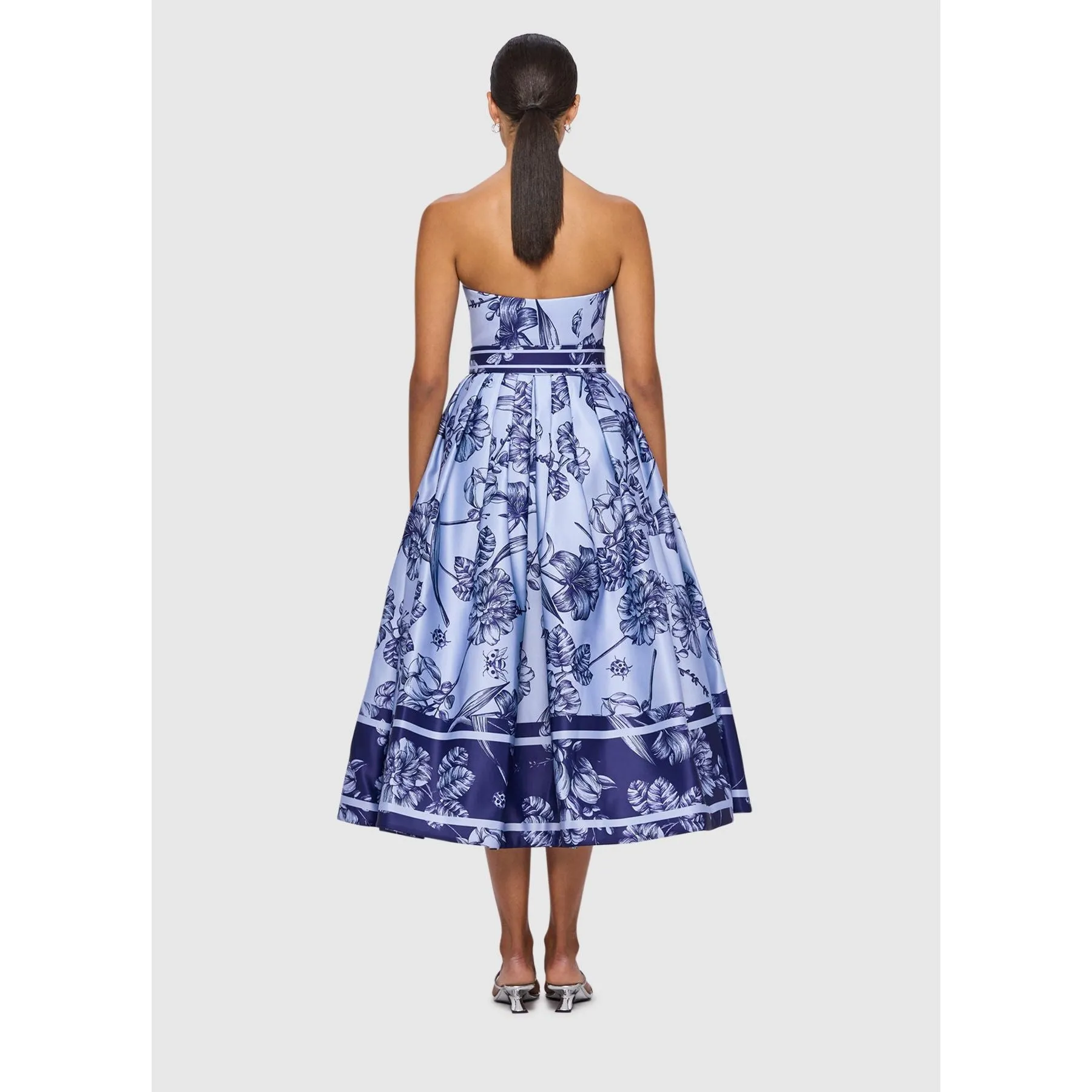 Leo Lin Norine Bustier Midi Dress - Harmony Print in Hyacinth