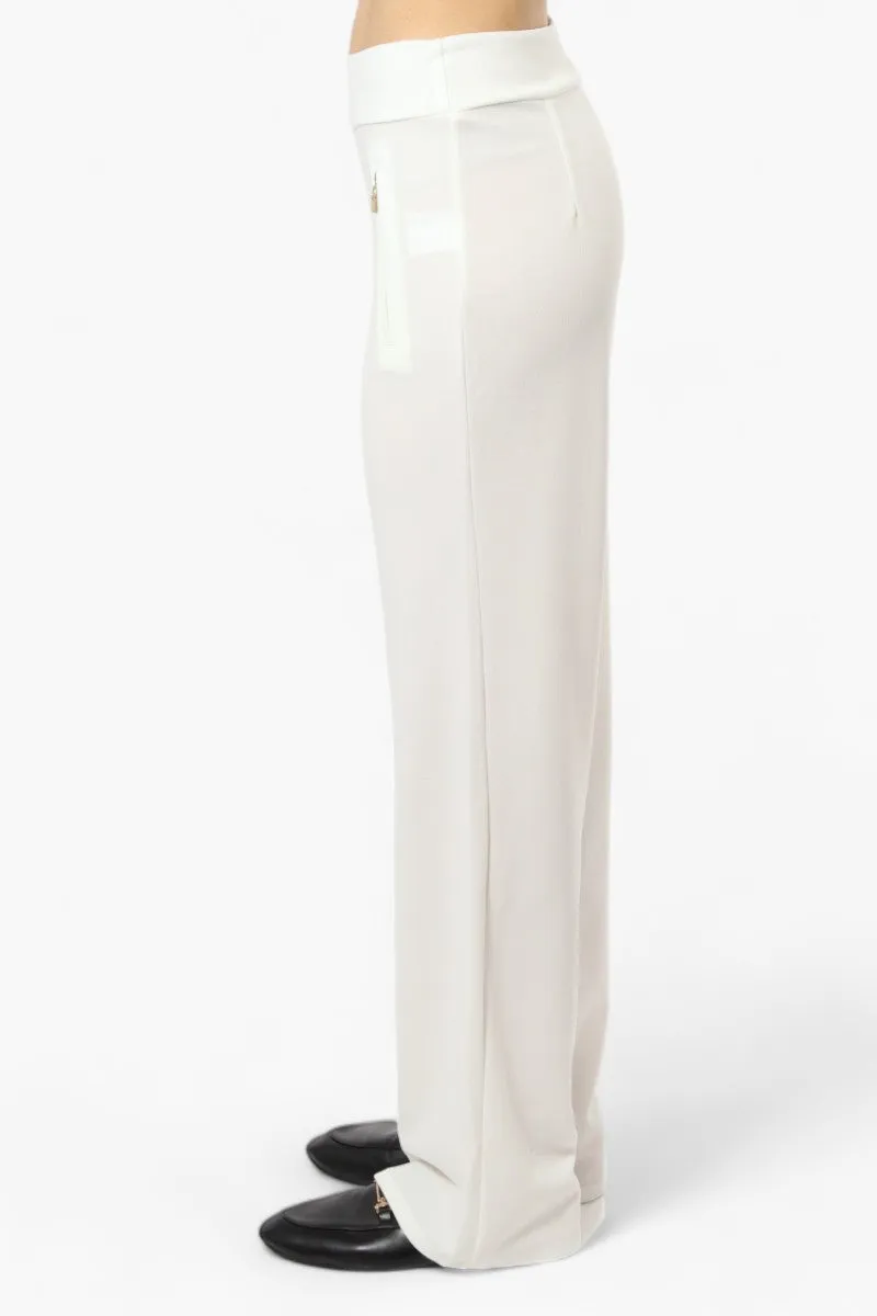 Limite Solid Basic Wide Leg Pants - White