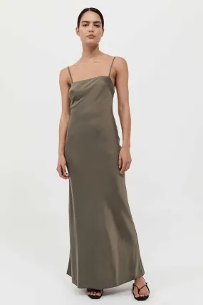 LOW BACK SLIP DRESS-KELP