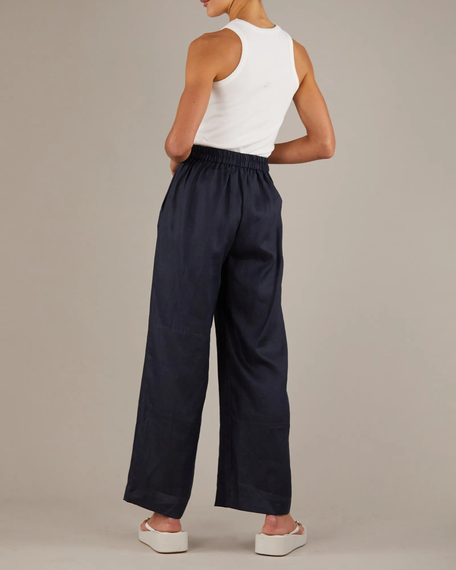 Mabel Linen Pant - Navy