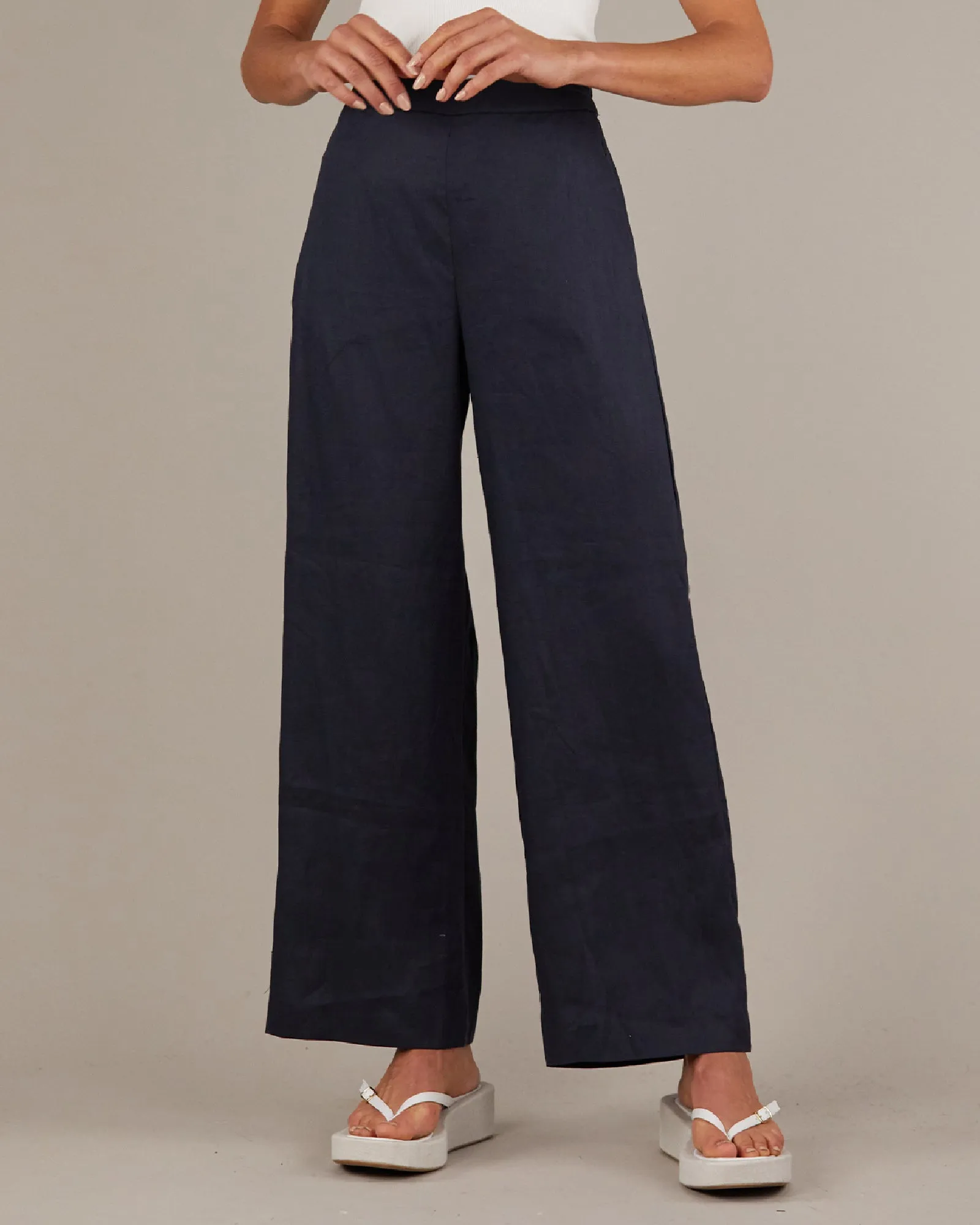 Mabel Linen Pant - Navy