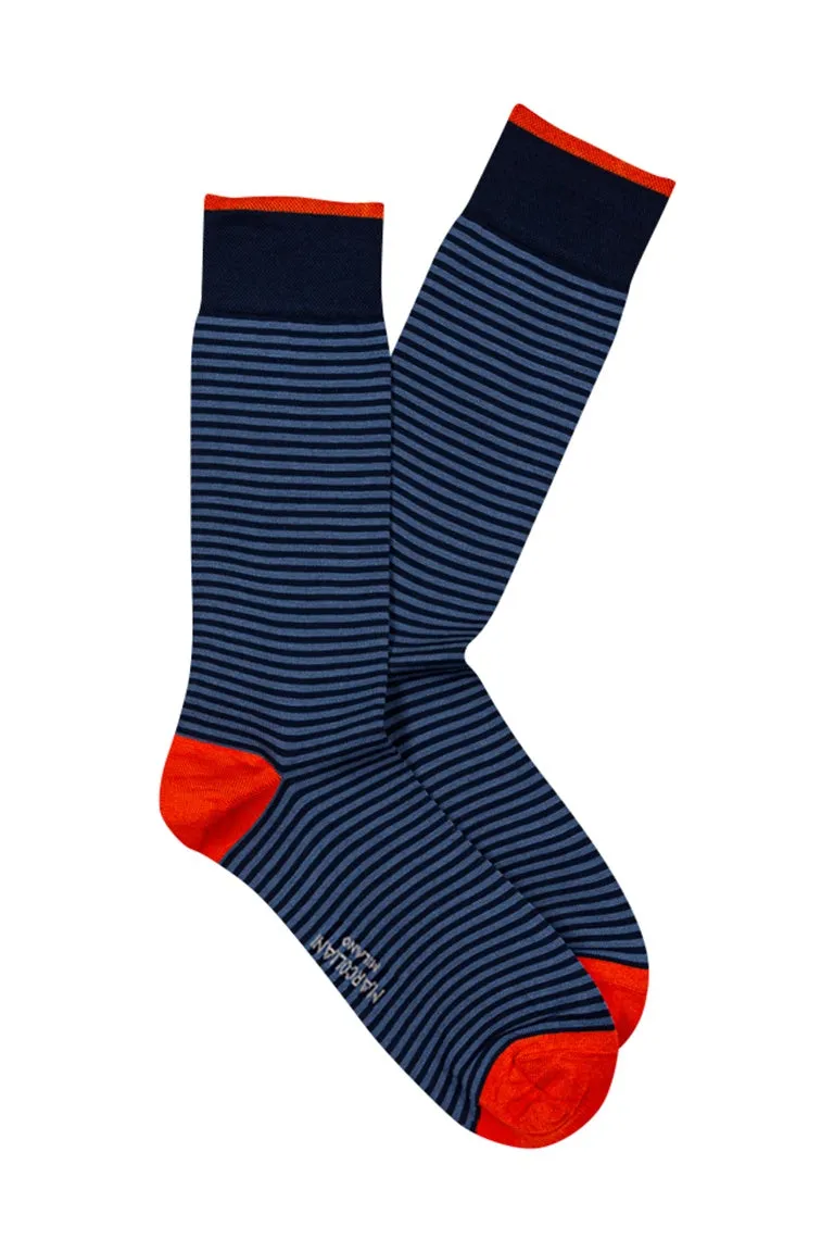 Marcoliani Pima Cotton Palio Stripe Navy & Blue Socks