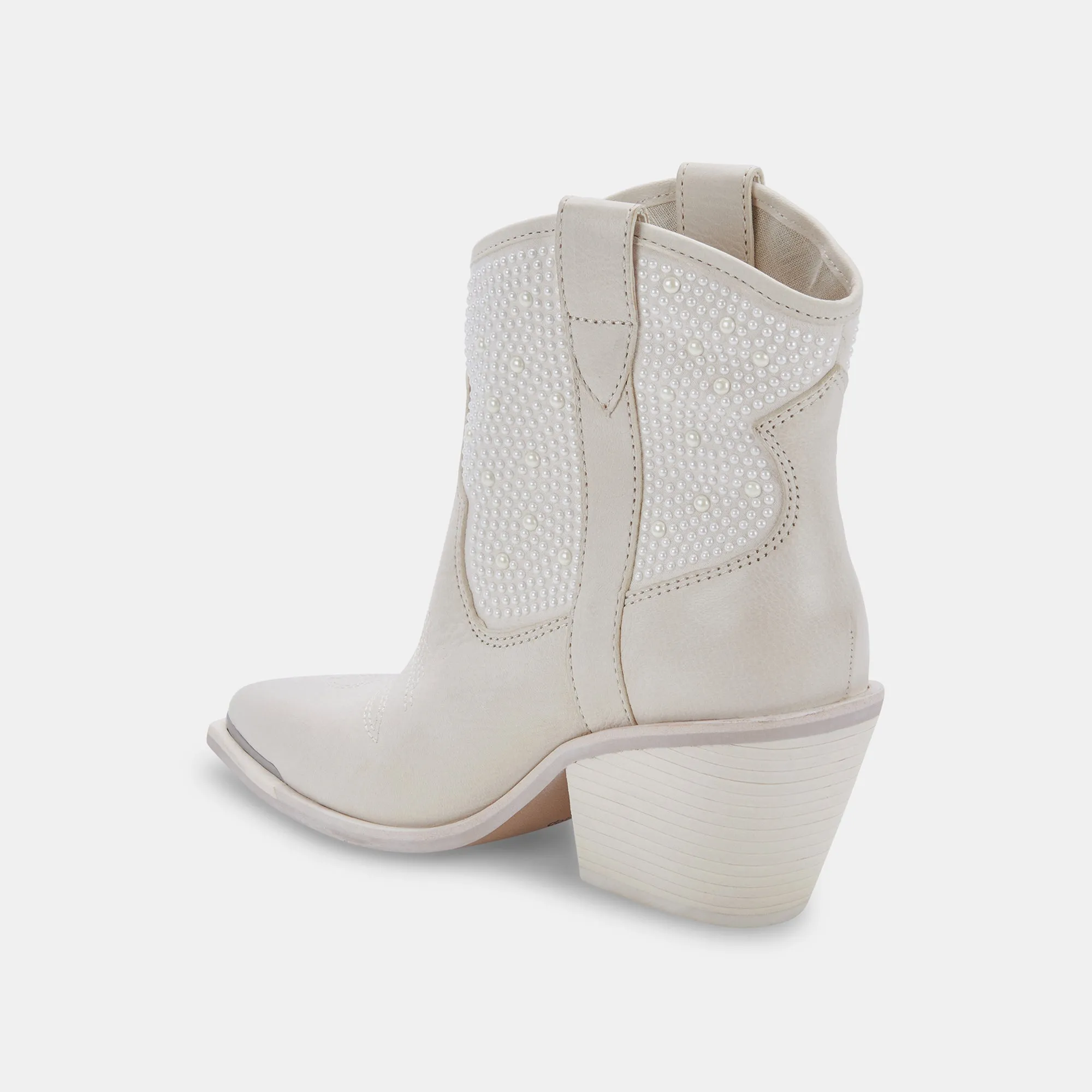 NASHE BOOTIES OFF WHITE PEARLS