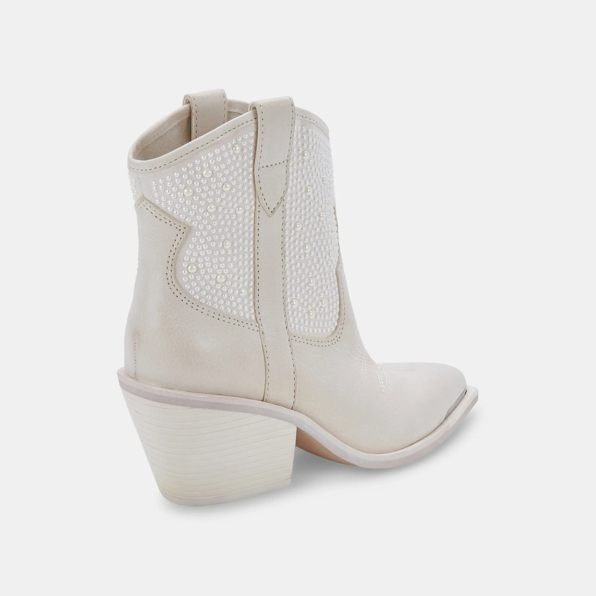 NASHE BOOTIES OFF WHITE PEARLS