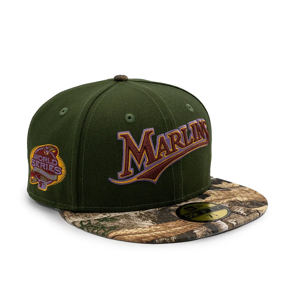 NEW ERA X FRESH RAGS 59FIFTY Florida Marlins Script 100th World Series SIDE PATCH - Rifle Green by