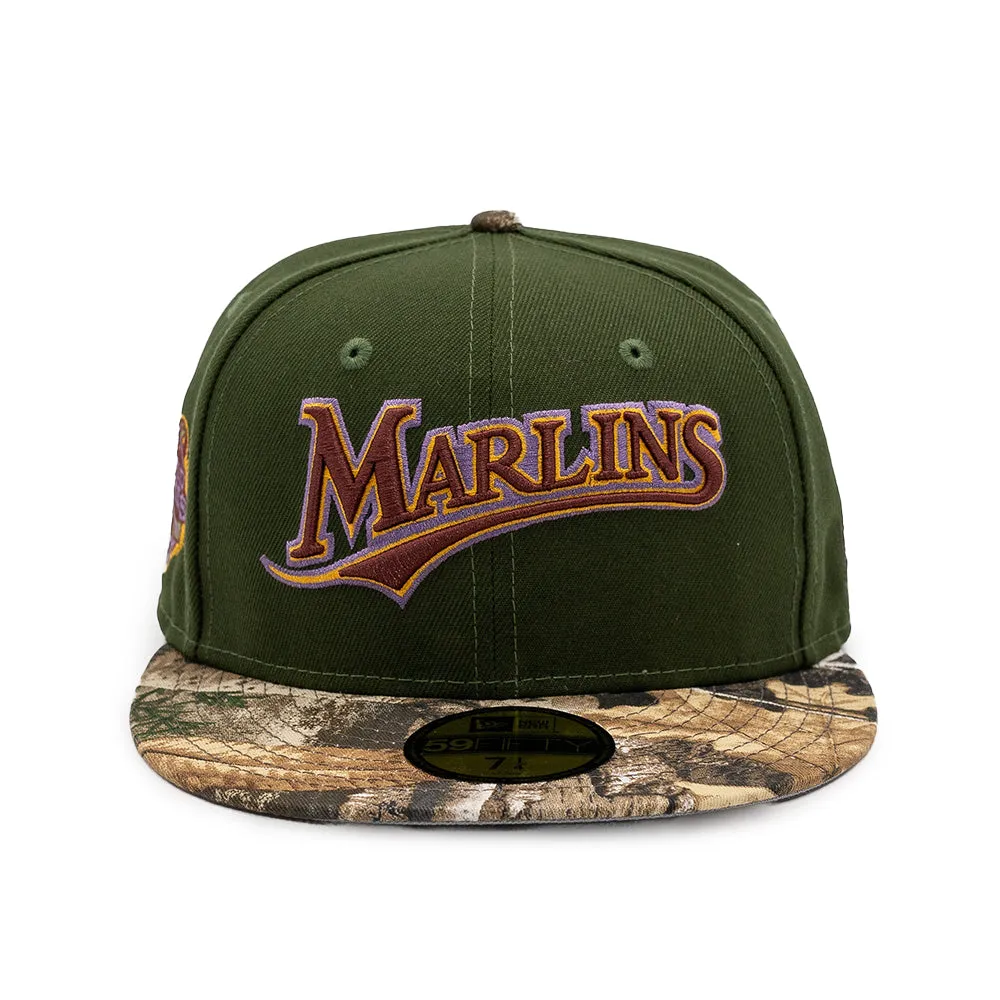 NEW ERA X FRESH RAGS 59FIFTY Florida Marlins Script 100th World Series SIDE PATCH - Rifle Green by