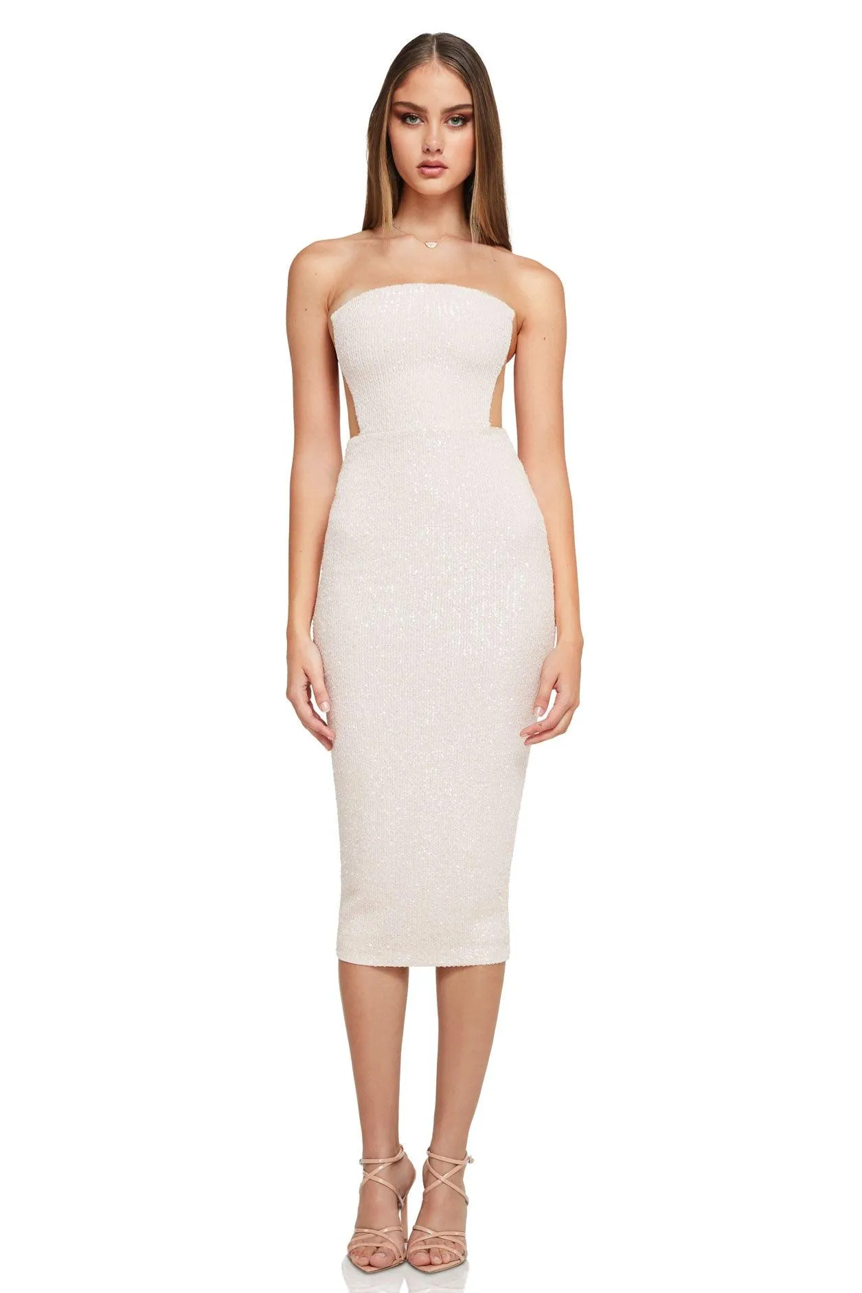 Nookie Lumeire Midi Dress - Nude